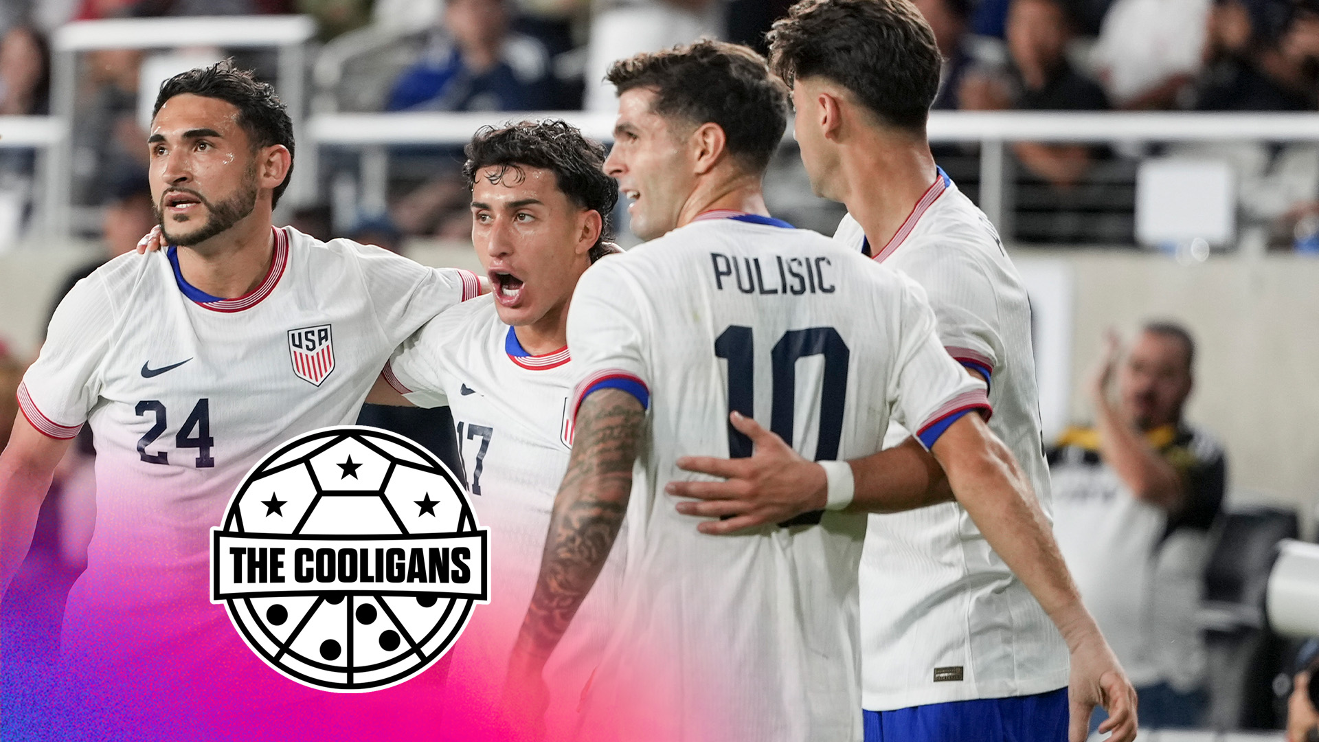 Alejandro Zendejas #17 of the United States scores a goal and celebrates with Max Arfsten #18, Cristian Roldan #24 and Christian Pulisic #10 during an international friendly game between Japan and USMNT at Lower.com Field on September 9, 2025 in Columbus, Ohio. (Photo by Robin Alam/ISI Photos/ISI Photos via Getty Images)