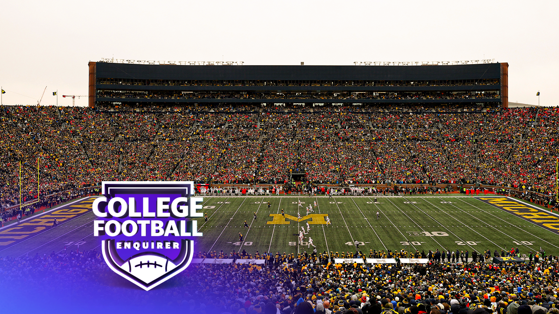 A general view of kickoff between the Michigan Wolverines and the Ohio State Buckeyes during the first quarter at Michigan Stadium