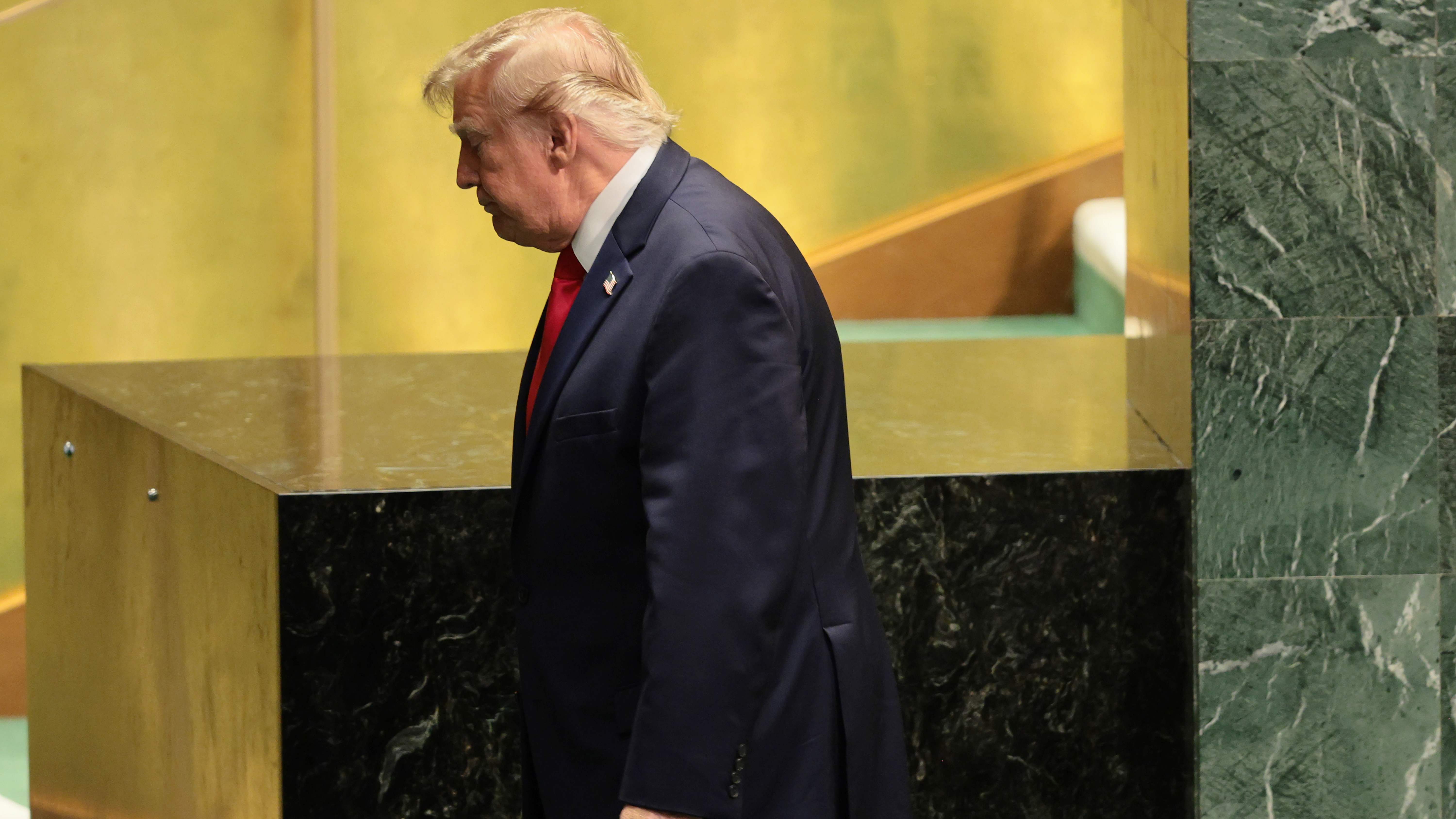 President Donald Trump speaking at the UN General Assembly