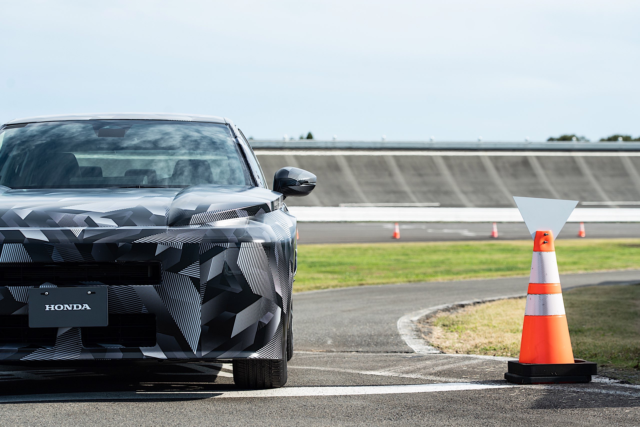 A next-gen prototype on track at Honda's facility near Tochigi, Japan