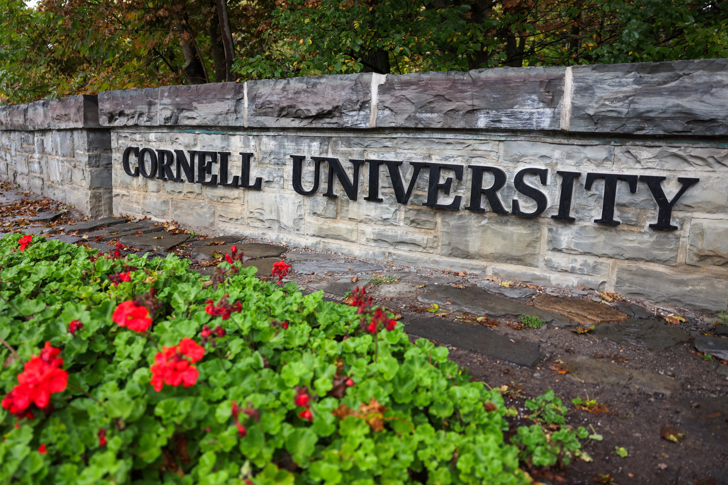 A sign marks the entrance of the Cornell University campus in Ithaca, New York, US, October 1, 2026.