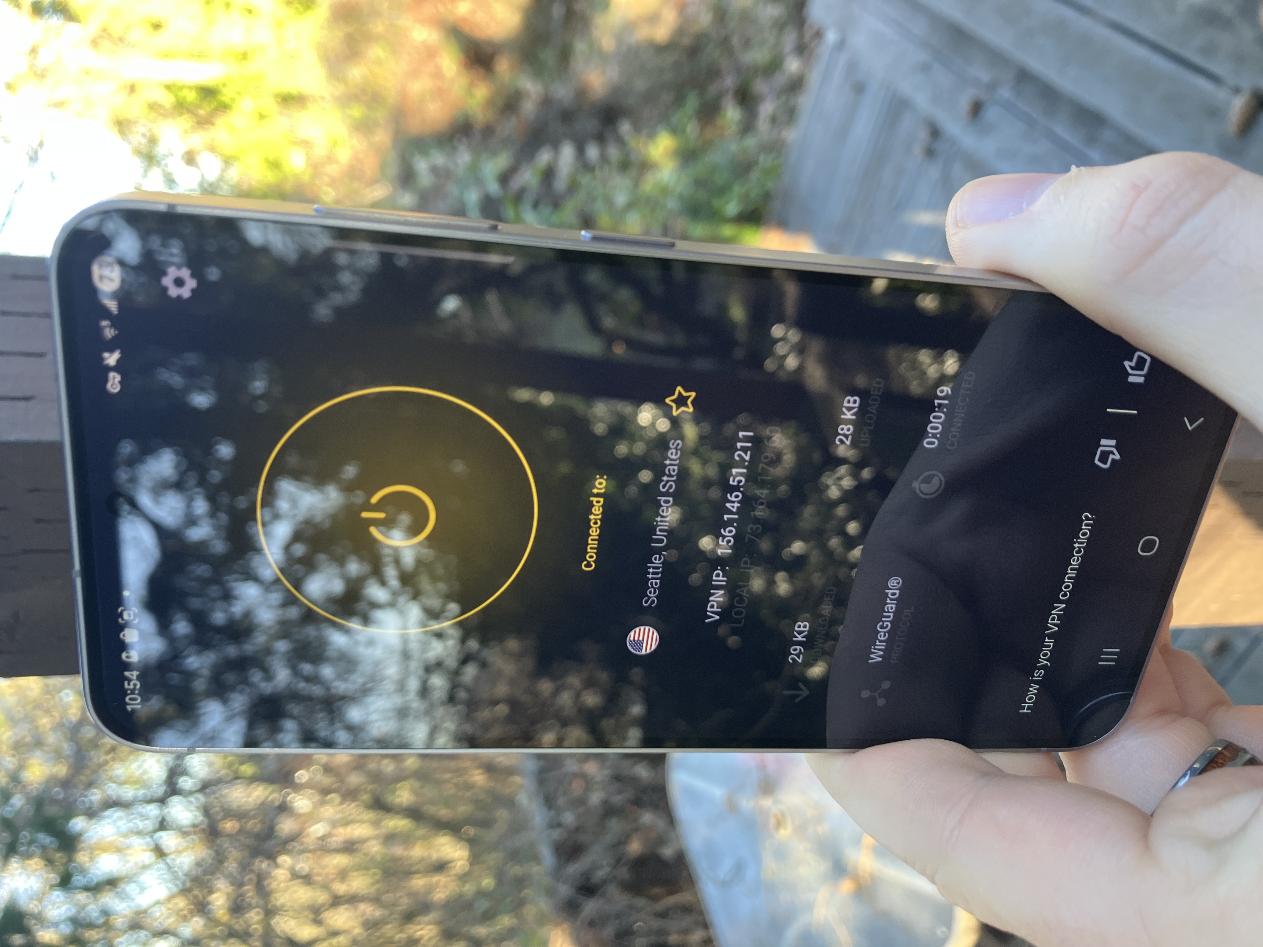 CyberGhost connected on an Android phone.