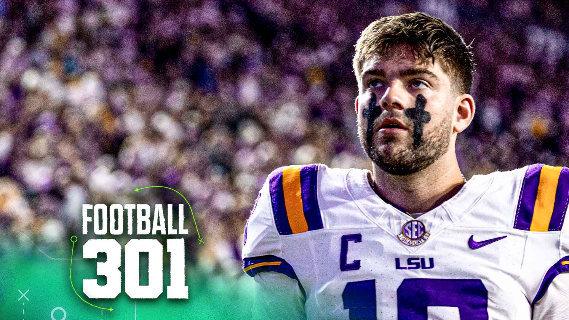 BATON ROUGE, LOUISIANA - OCTOBER 11: Garrett Nussmeier #18 of the LSU Tigers looks on prior to kickoff of a game against the South Carolina Gamecocks at Tiger Stadium on October 11, 2025 in Baton Rouge, Louisiana. (Photo by Derick E. Hingle/Getty Images)