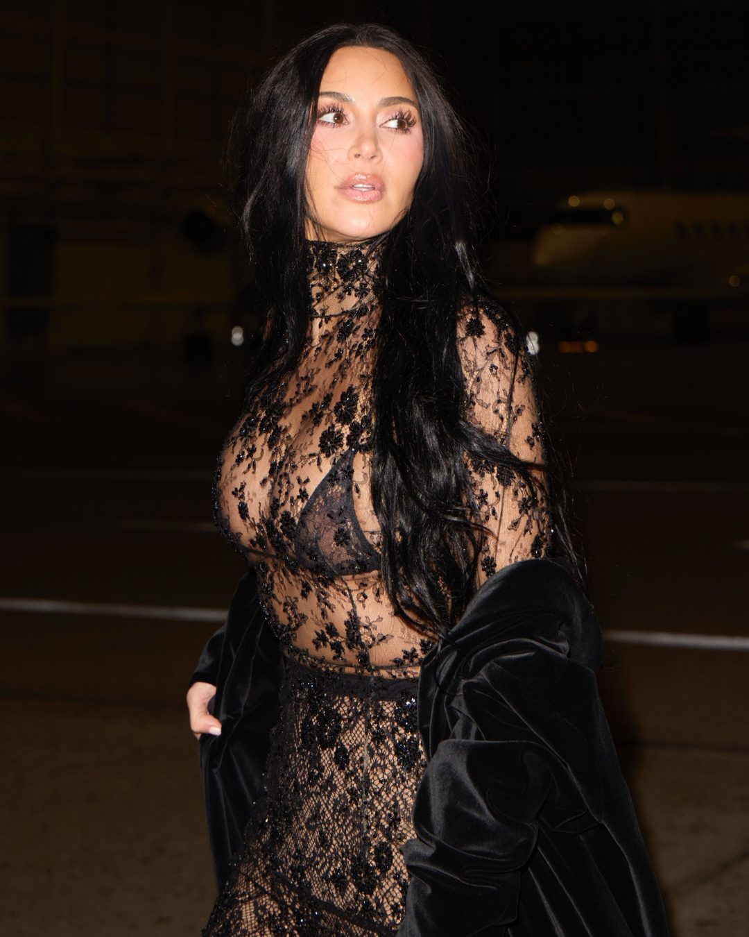 black lace kim kardashian dress Kardashian's sheer Paris look sparked conversation, and a few raised eyebrows The dress is made of black lace fabric Kim Kardashian