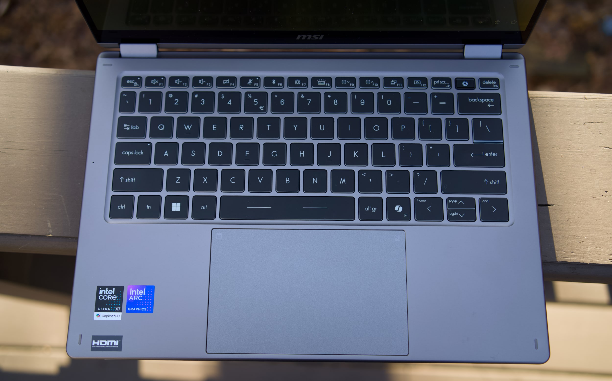 MSI Prestige 14 Flip AI+ keyboard and trackpad