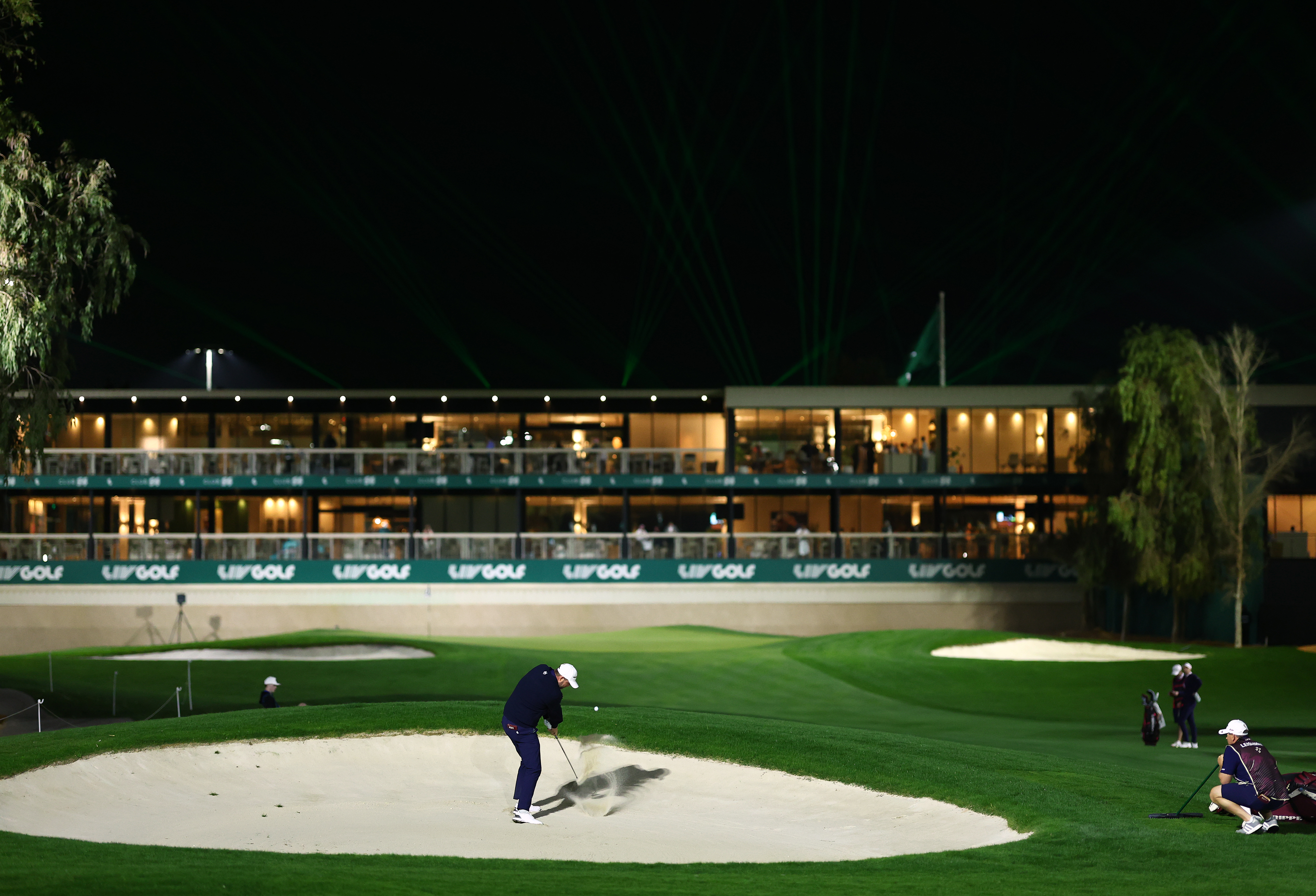 Marc Leishman plays a shot on the eighth hole. (Francois Nel/Getty Images)