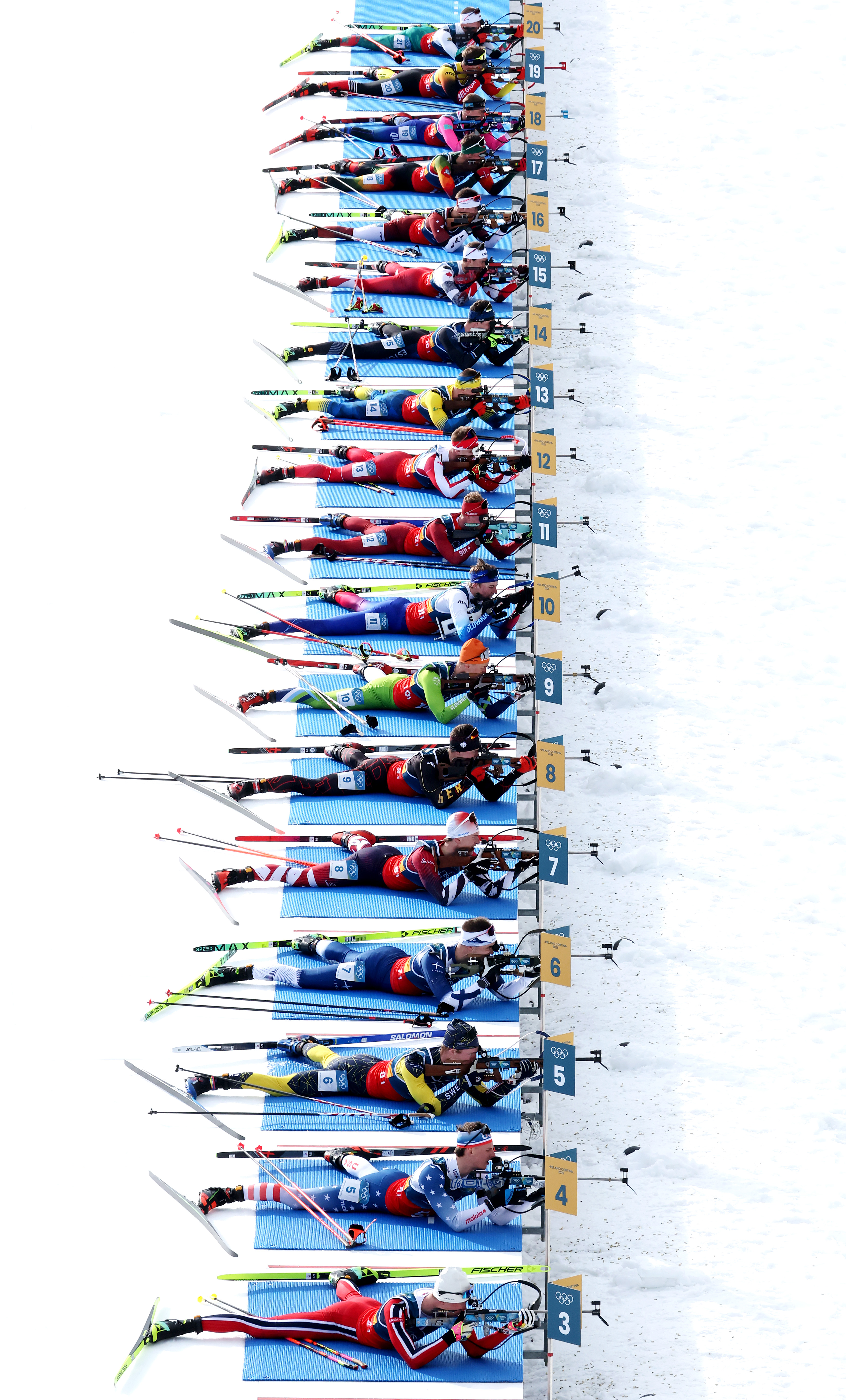 Athletes compete in the Mixed Relay at Anterselva Biathlon Arena. (Alexander Hassenstein/Getty Images)