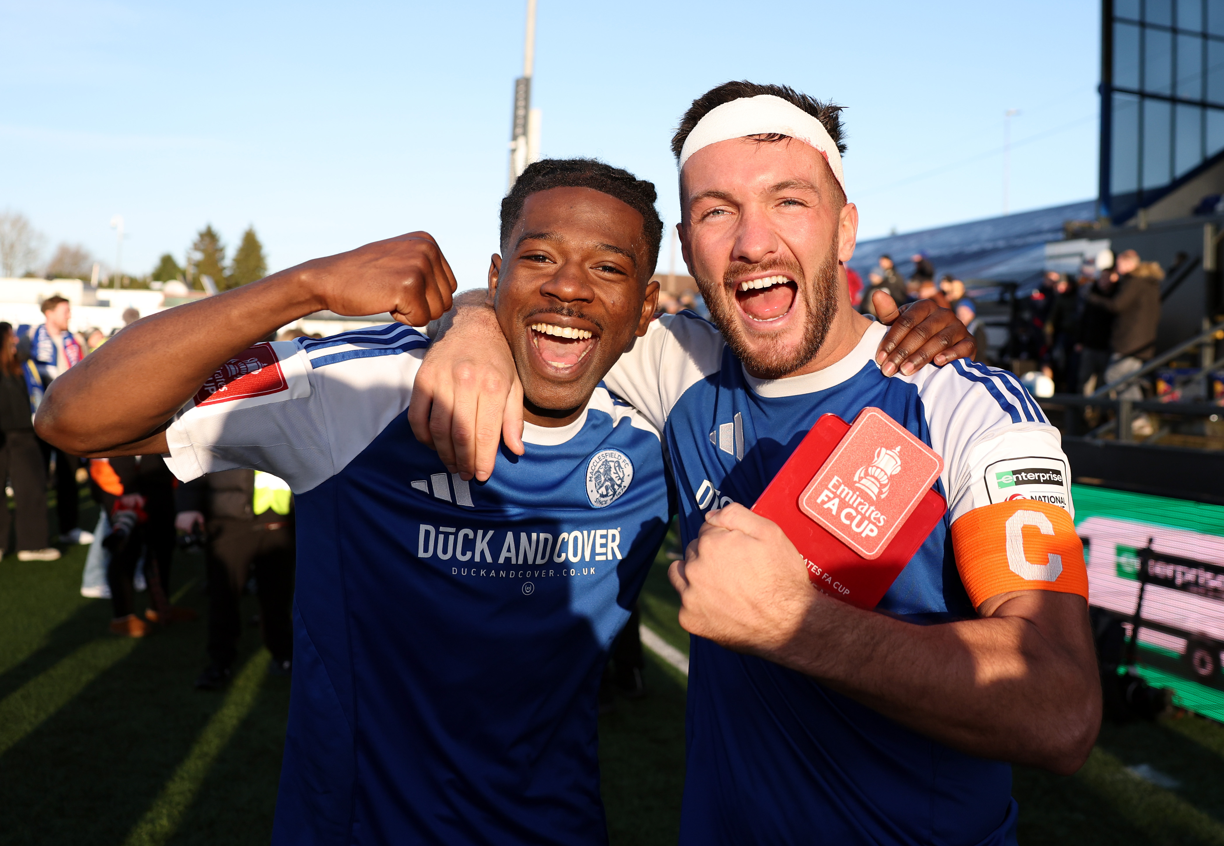 Isaac Buckley-Ricketts (L) and Paul Dawson scored Macclesfield's two goals. (Michael Regan/Getty Images)