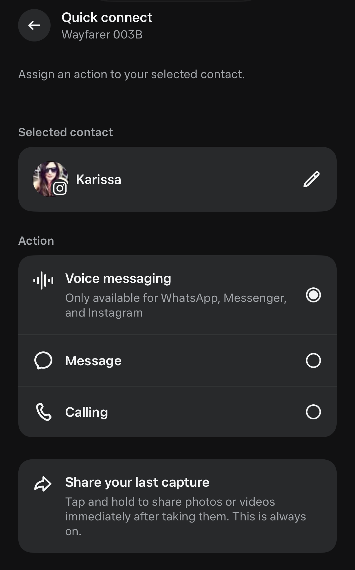 You can designate a specific contact and on which app you want to be able to contact them.
