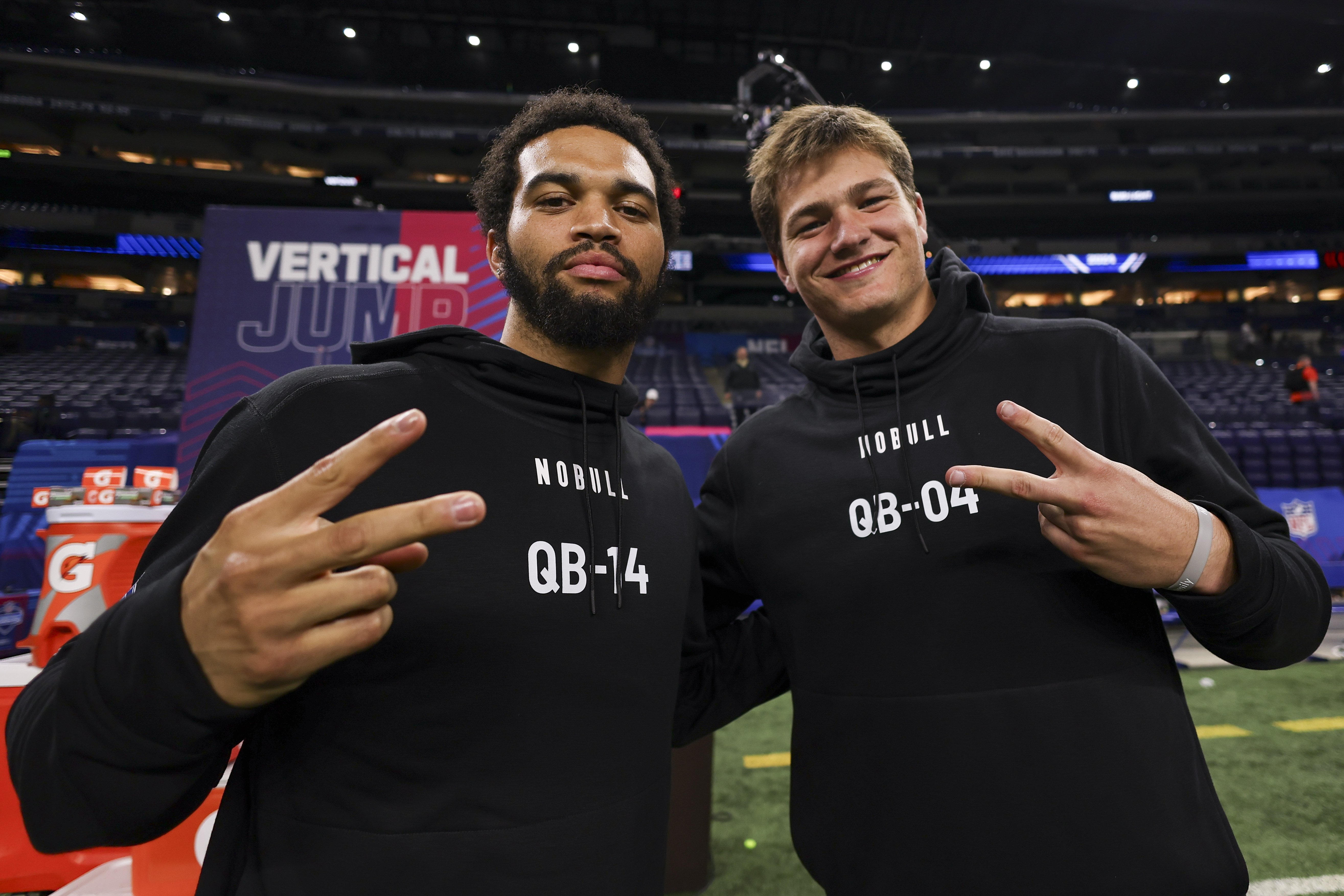 Caleb Williams and Drake Maye were drafted with first and third overall picks in the 2024 NFL Draft. (Kara Durrette/Getty Images)