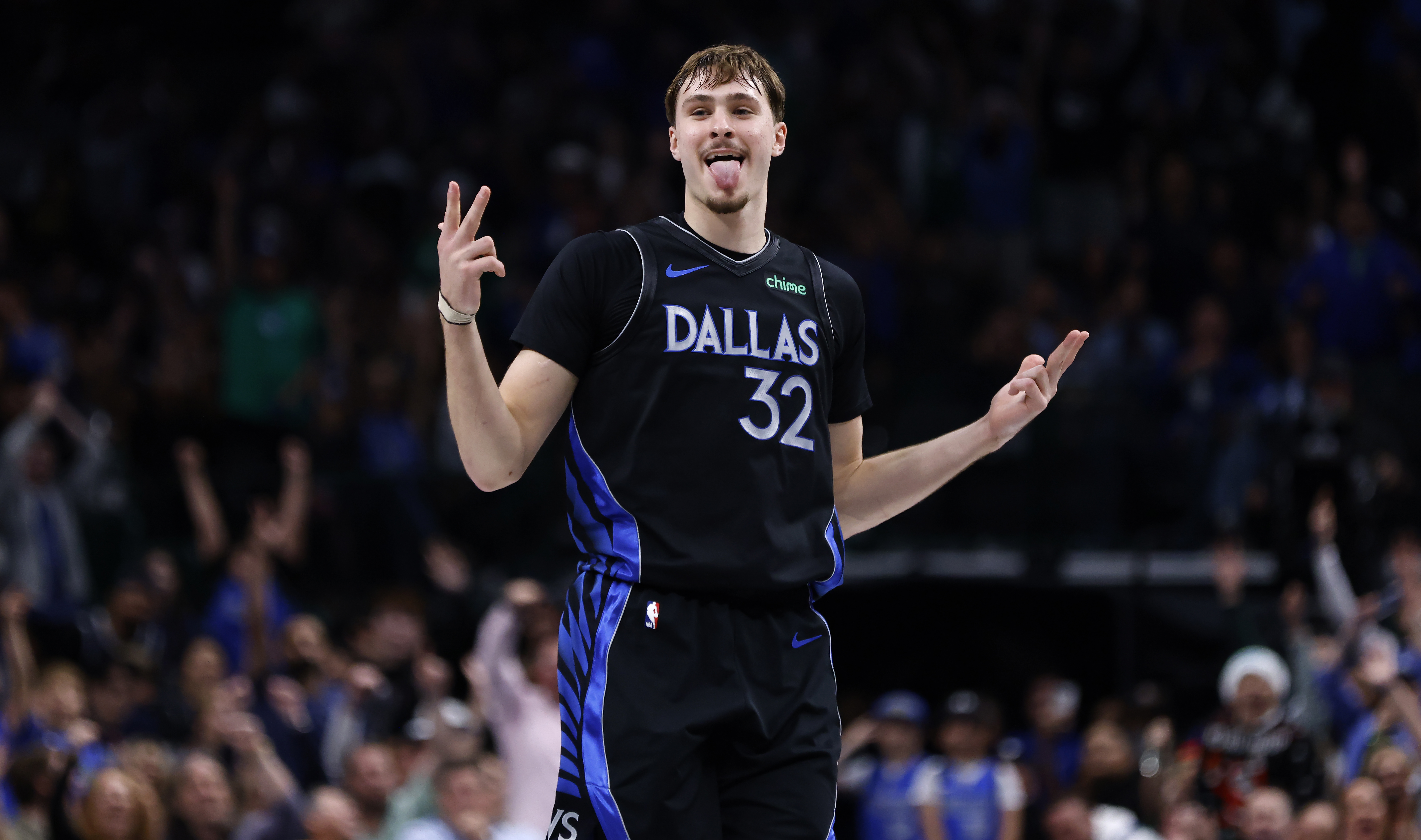 Rookie of the Year frontrunner Cooper Flagg takes the floor tonight in Dallas. (Ron Jenkins/Getty Images)