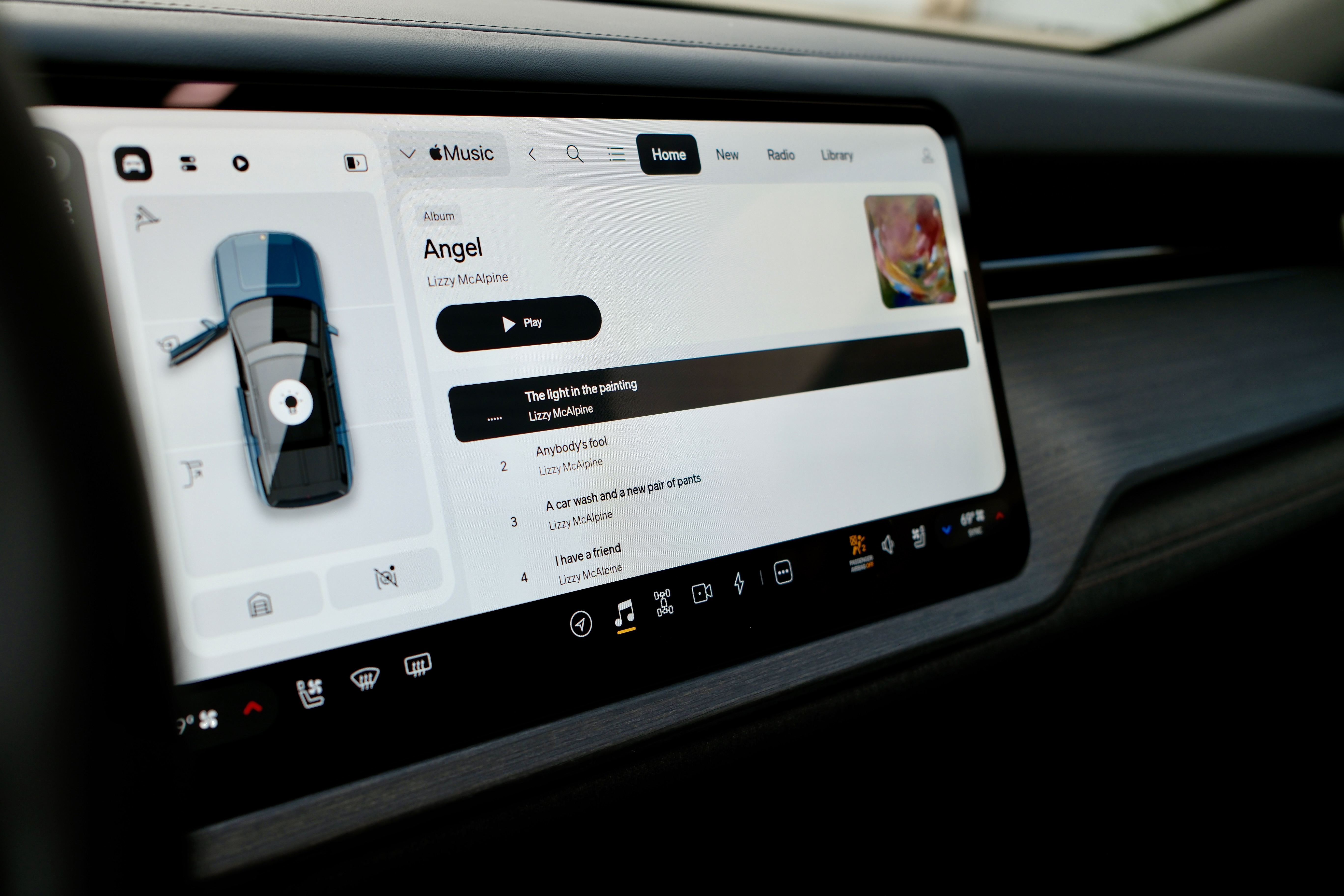view of the front screen in the Rivian R2