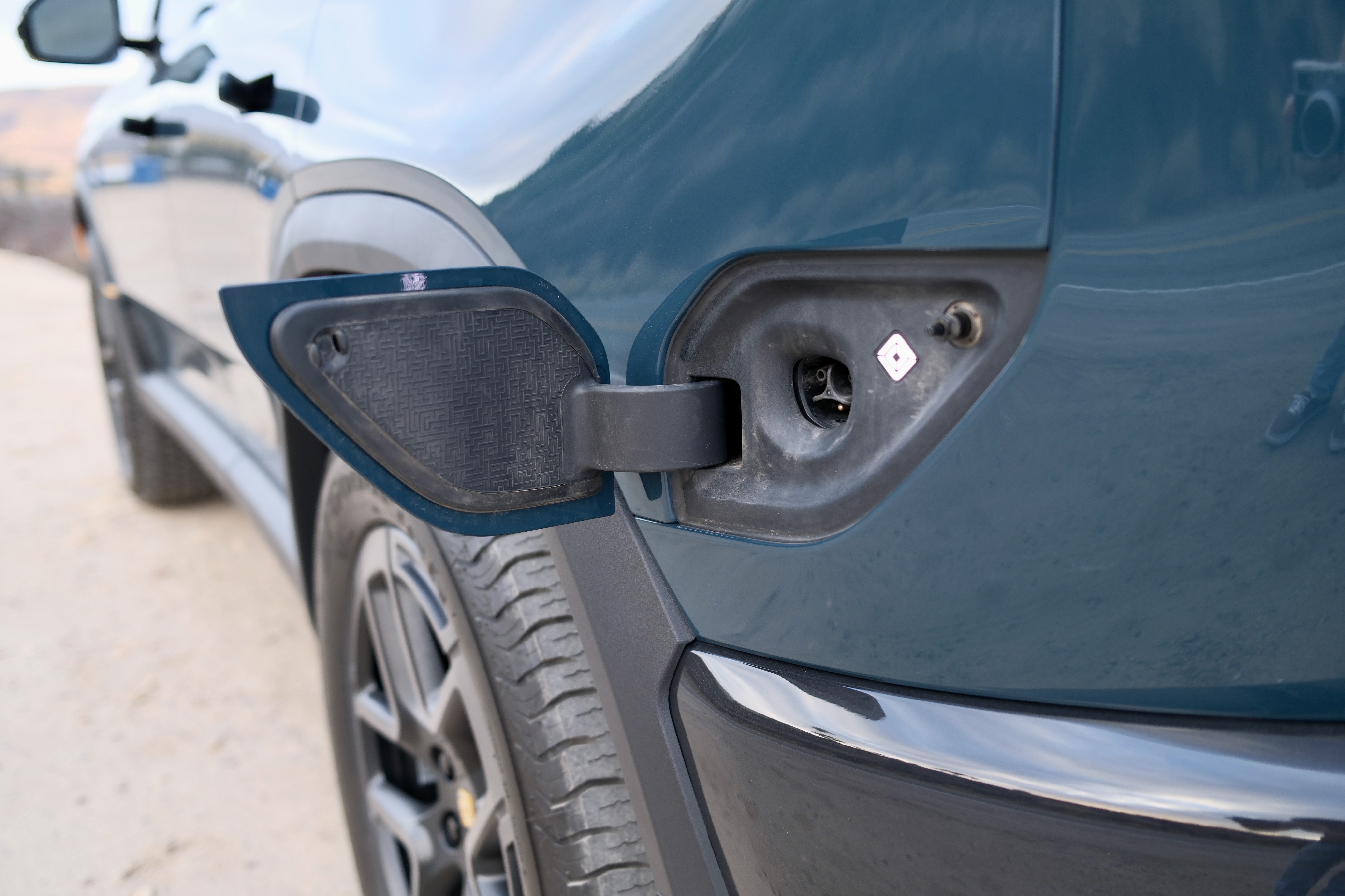Charging port door open on Rivian R2