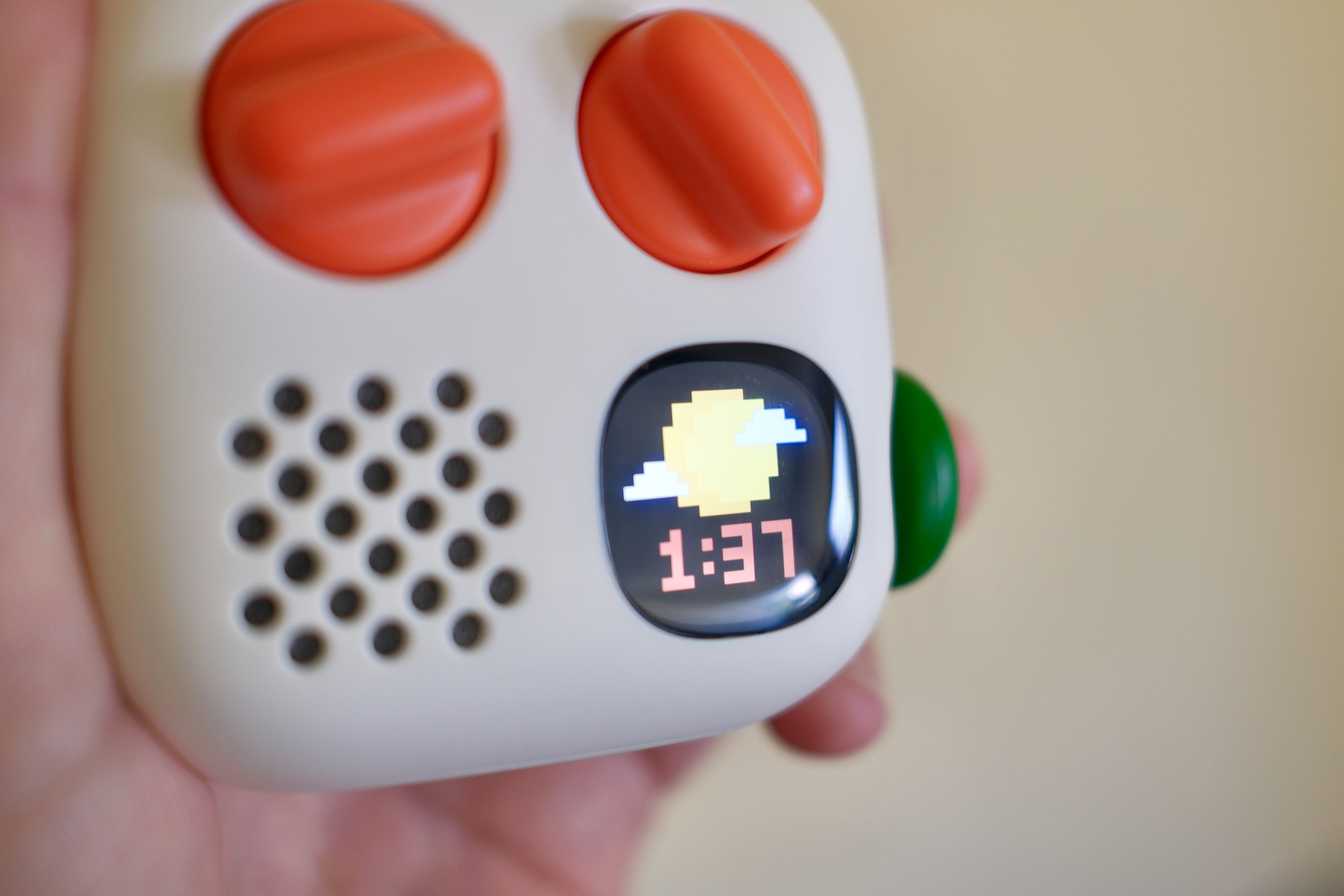 icon of weather and time displayed on screen