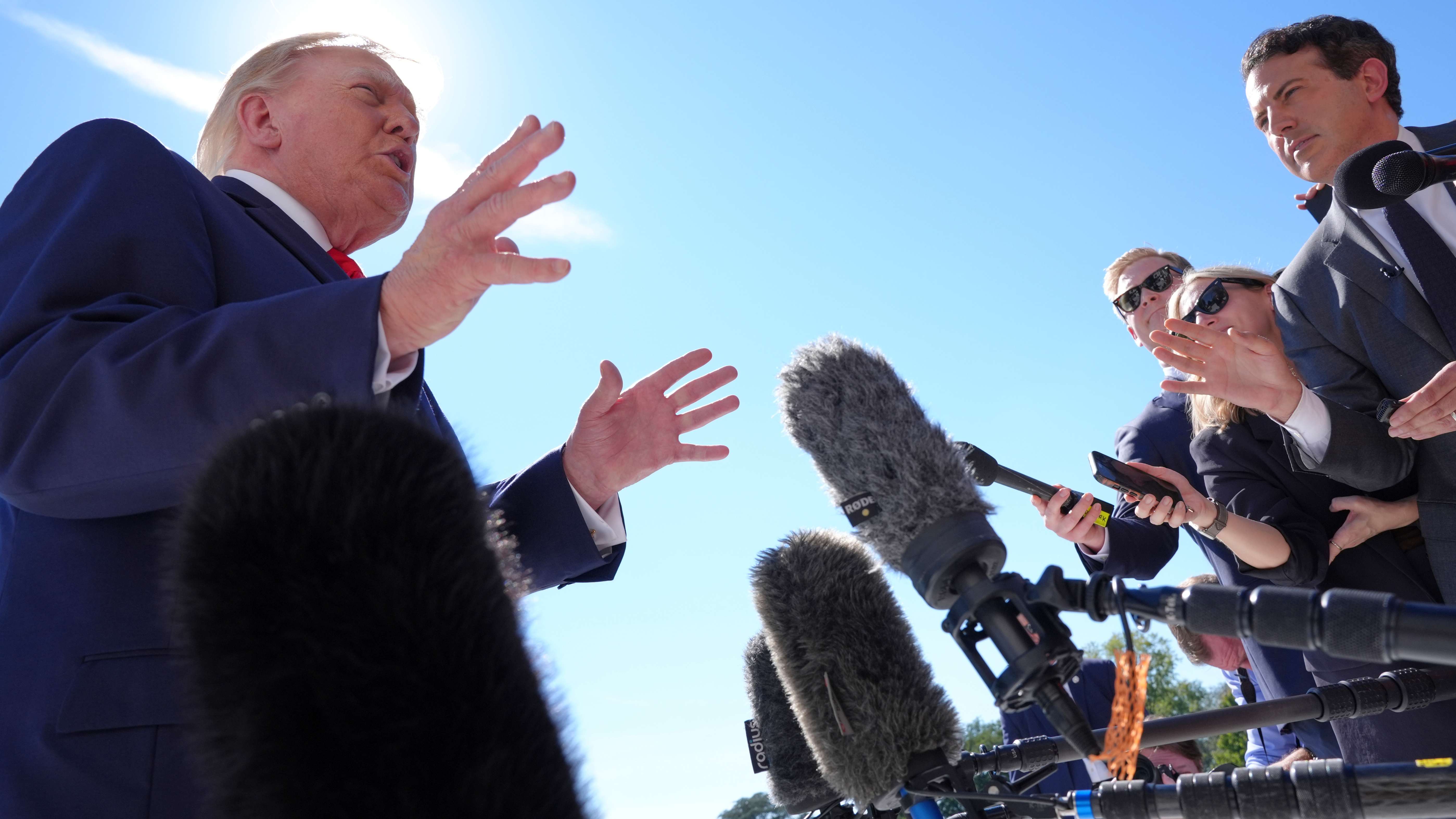 President Donald Trump speaks at a rally.