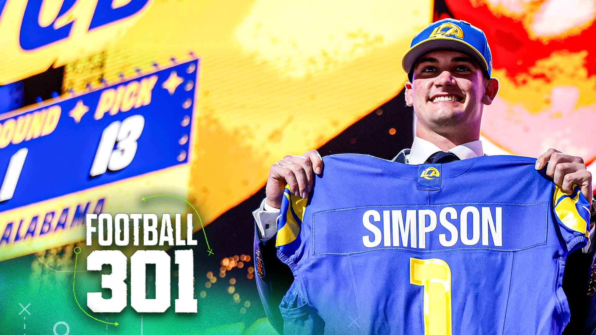 PITTSBURGH, PENNSYLVANIA - APRIL 23: Ty Simpson of Alabama poses for a photo after being selected 13th overall by the Los Angeles Chargers during Round One of the 2026 NFL Draft at Acrisure Stadium on April 23, 2026 in Pittsburgh, Pennsylvania. (Photo by Lauren Leigh Bacho/Getty Images)