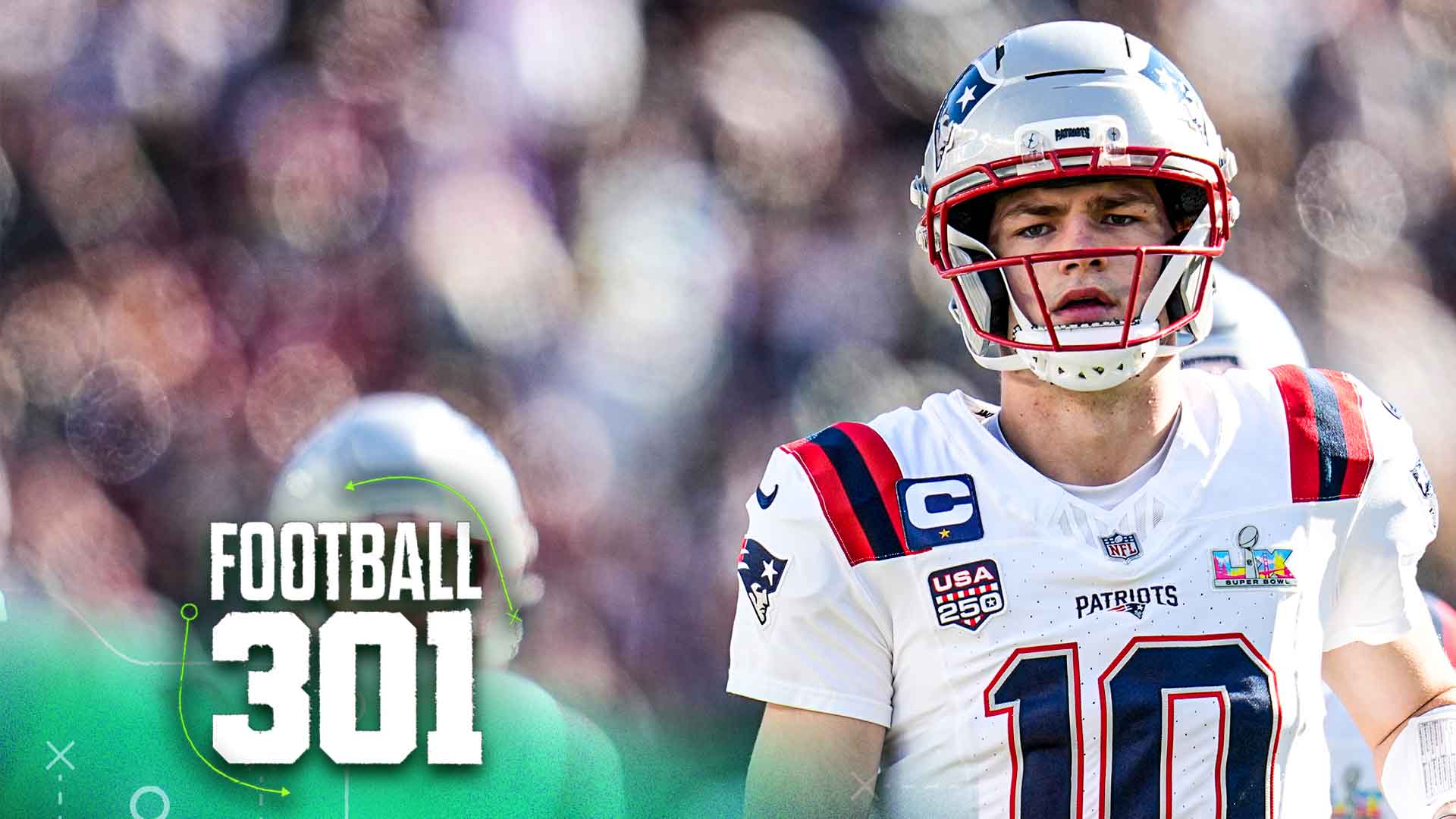 New England Patriots quarterback Drake Maye (10) warms up before the NFL Super Bowl 60 football game against the Seattle Seahawks, Sunday, Feb. 8, 2026, in Santa Clara, Calif. (AP Photo/Sue Ogrocki)