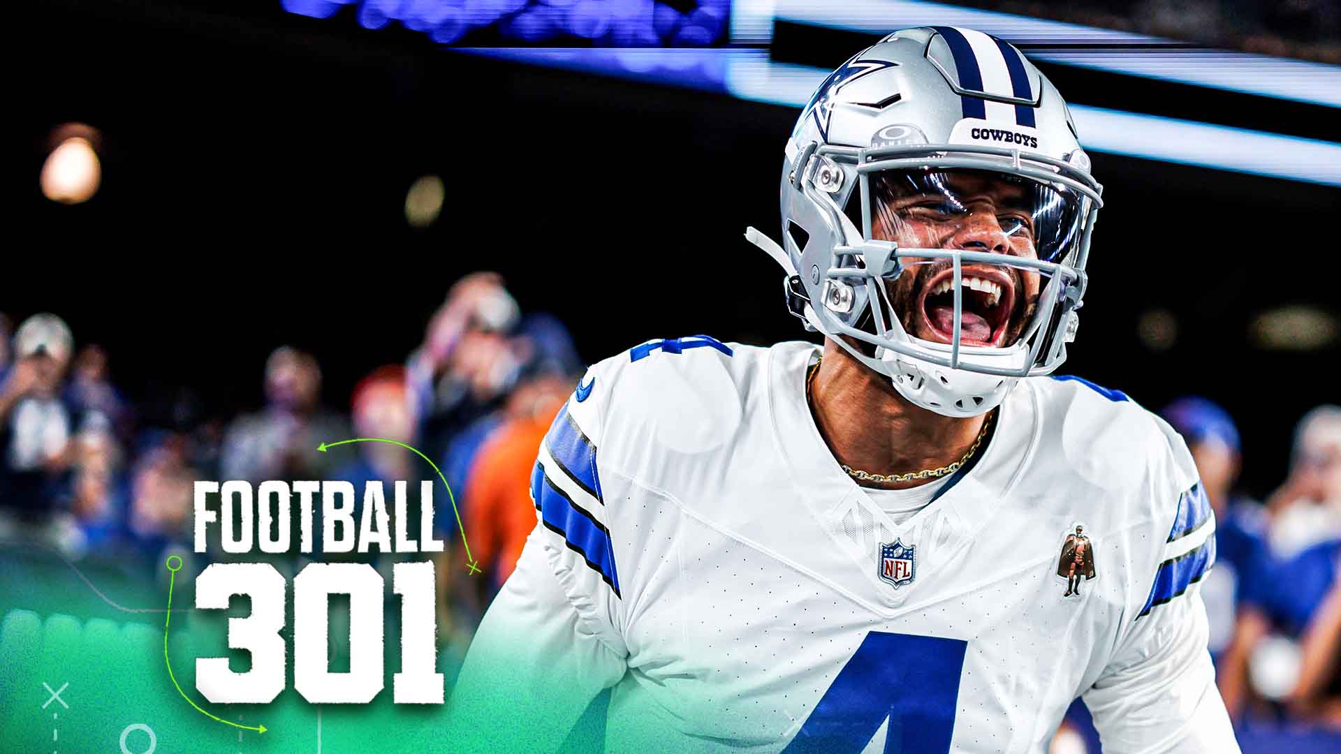 EAST RUTHERFORD, NEW JERSEY - SEPTEMBER 10: Dak Prescott #4 of the Dallas Cowboys celebrates as he runs onto the field during pregame warmups prior to an NFL football game against the New York Giants at MetLife Stadium on September 10, 2023 in East Rutherford, New Jersey. (Photo by Ryan Kang/Getty Images)