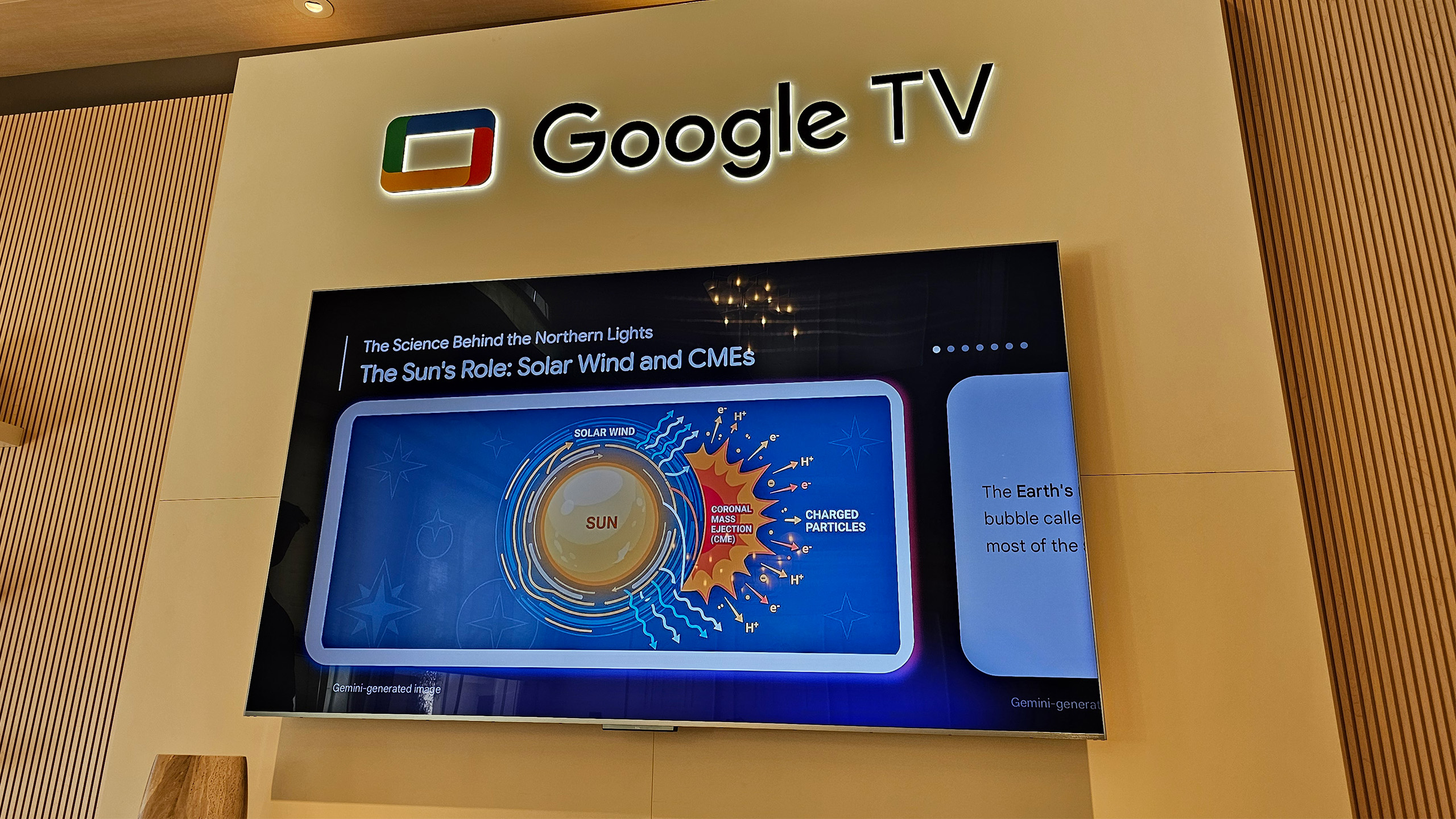 The Google TV demo at CES showed an answer on the science behind how the northern lights are created 