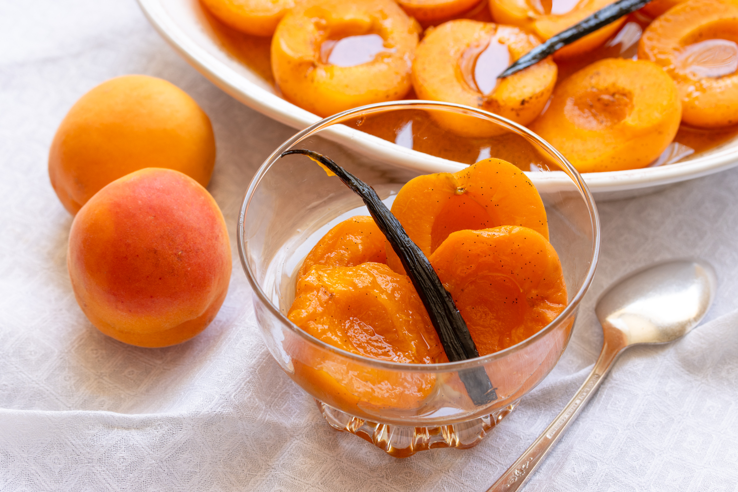 Honey vanilla poached apricot dessert