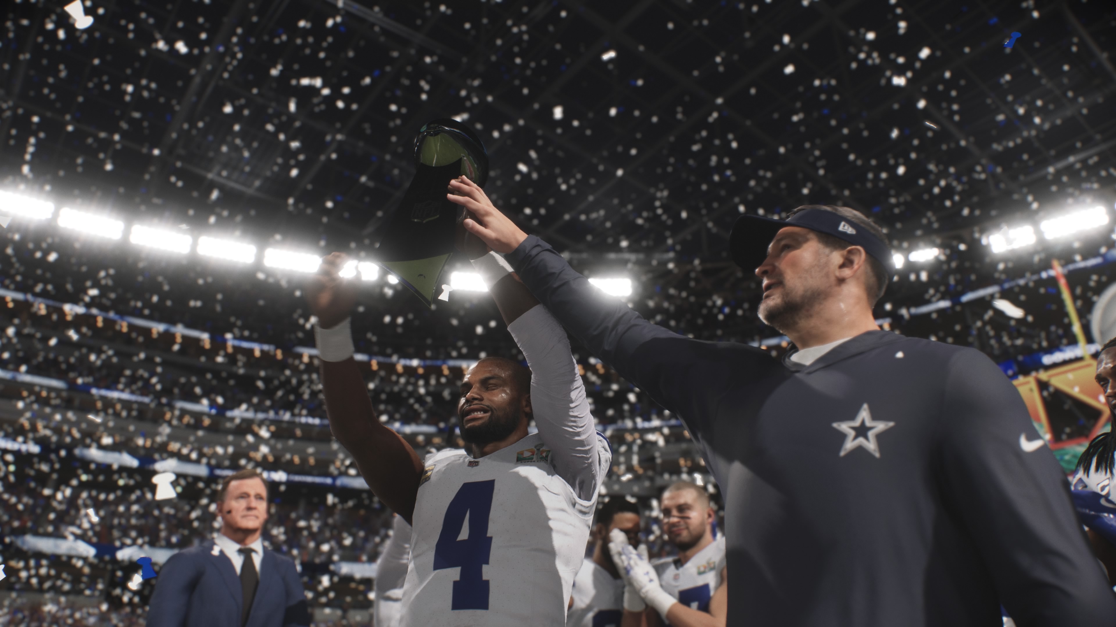 The Dallas Cowboys defeated the Denver Broncos in the Super Bowl in 'Madden NFL 27.' (Screenshot/Yahoo Sports)