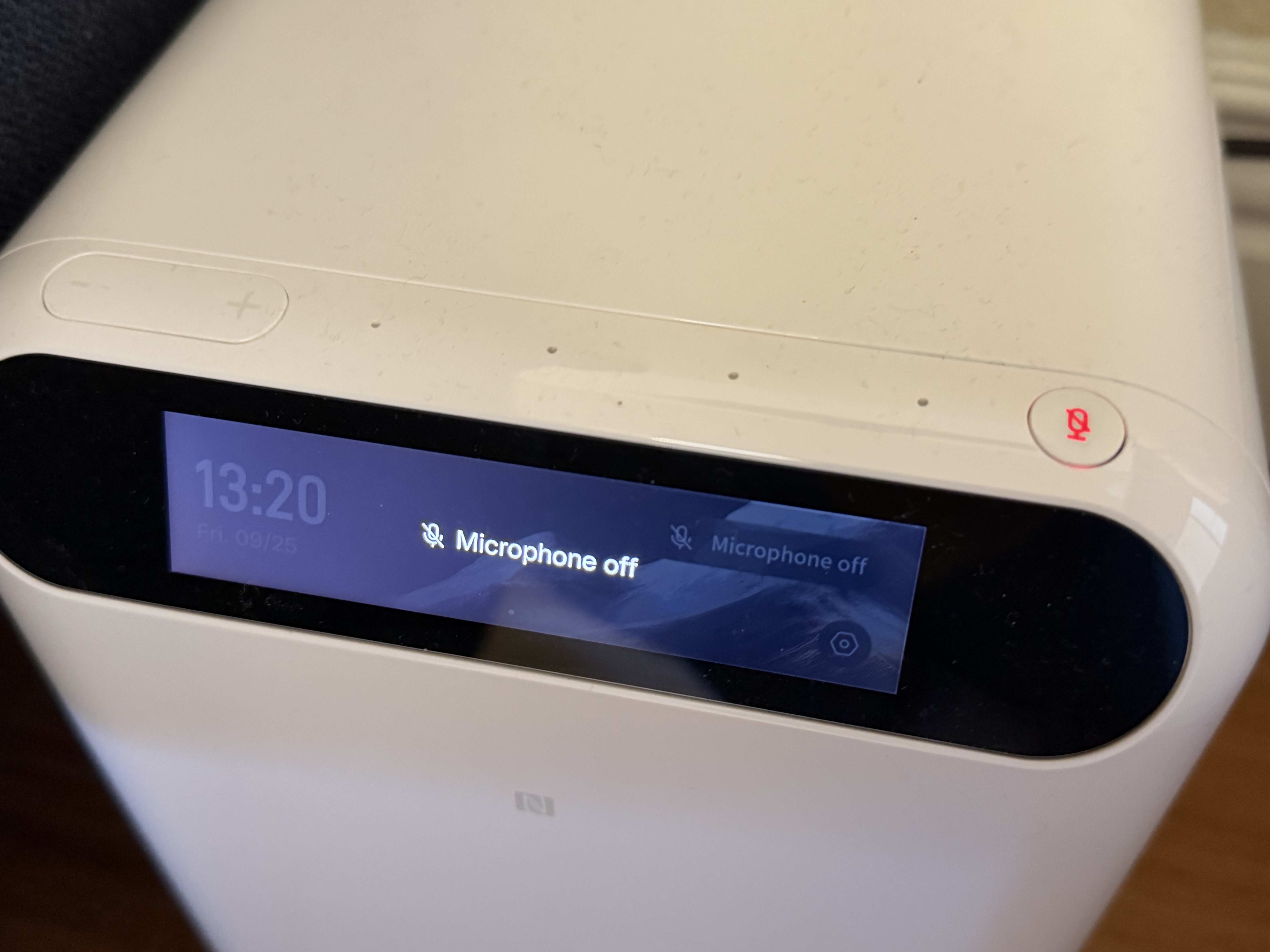 A screen showing microphone off text when the mic is disabled