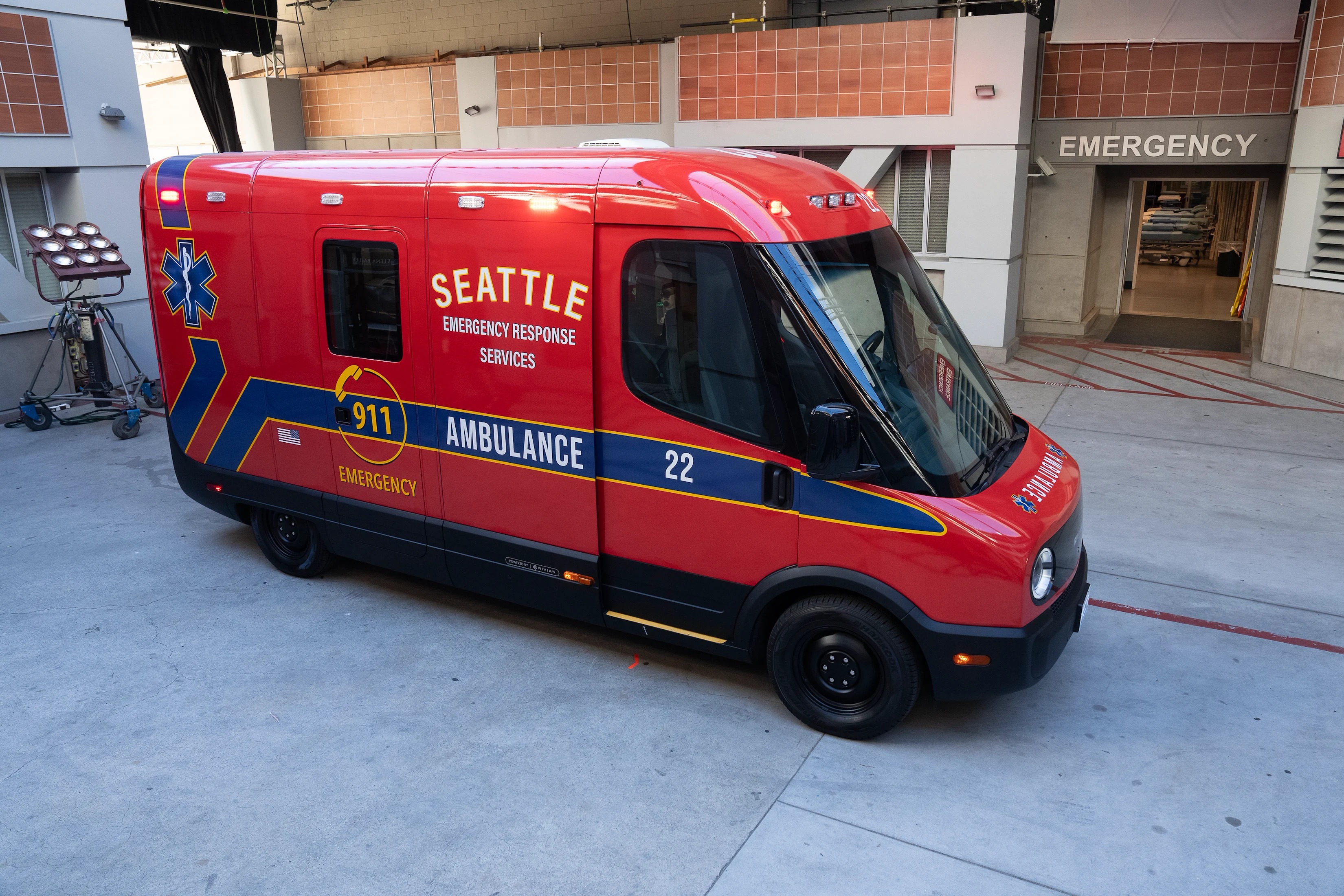 An electric ambulance used on a Hollywood set