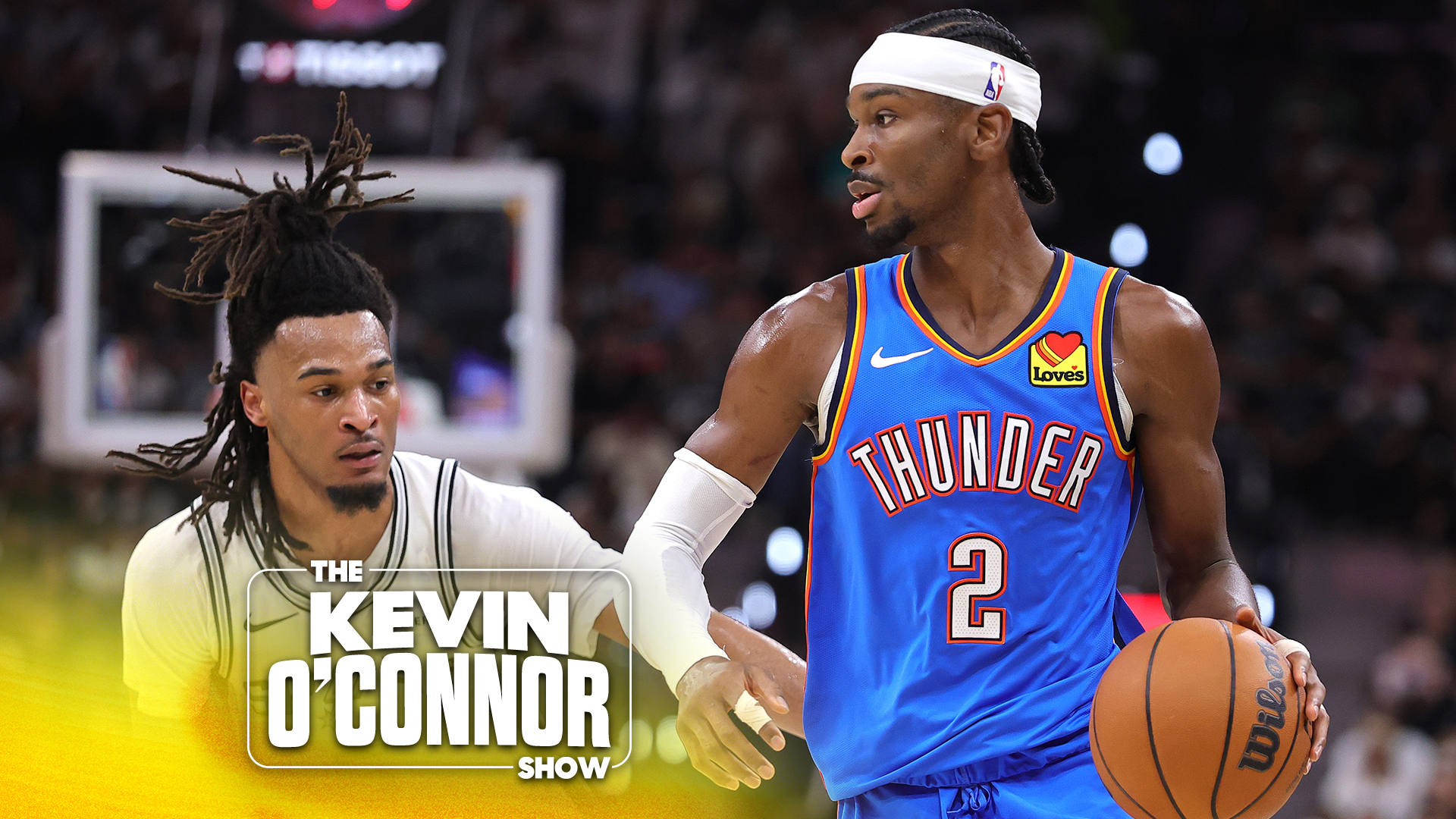SAN ANTONIO, TEXAS - MAY 24: Shai Gilgeous-Alexander #2 of the Oklahoma City Thunder is defended by Stephon Castle #5 of the San Antonio Spurs during the second quarter in Game Four of the NBA Western Conference Finals at Frost Bank Center on May 24, 2026 in San Antonio, Texas. (Photo by Alex Slitz/Getty Images)