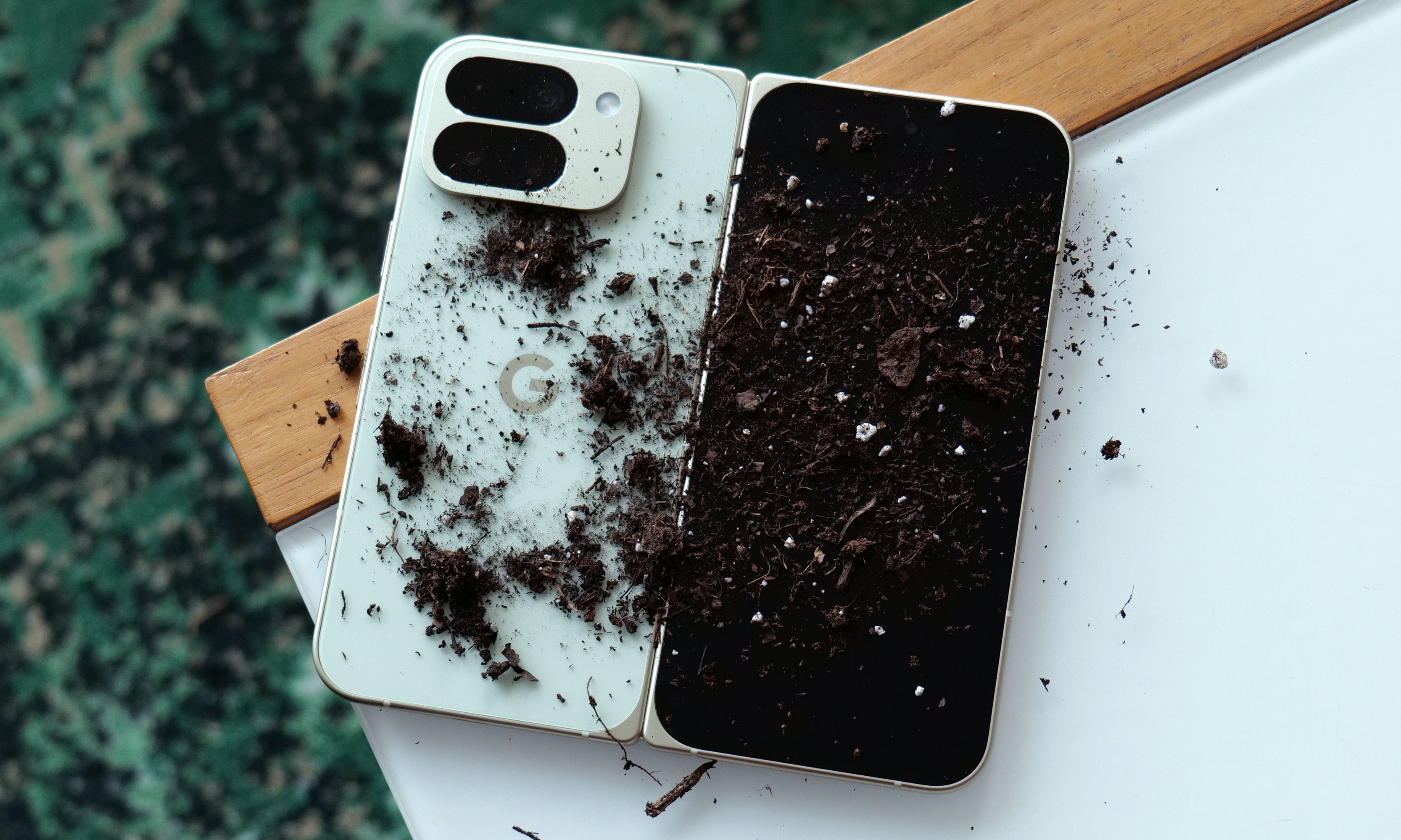 This scene would have sent shivers down my spine in previous years, but thanks to an IP68 rating for dust and water resistance, the Pixel 10 Pro Fold isn't bothered.