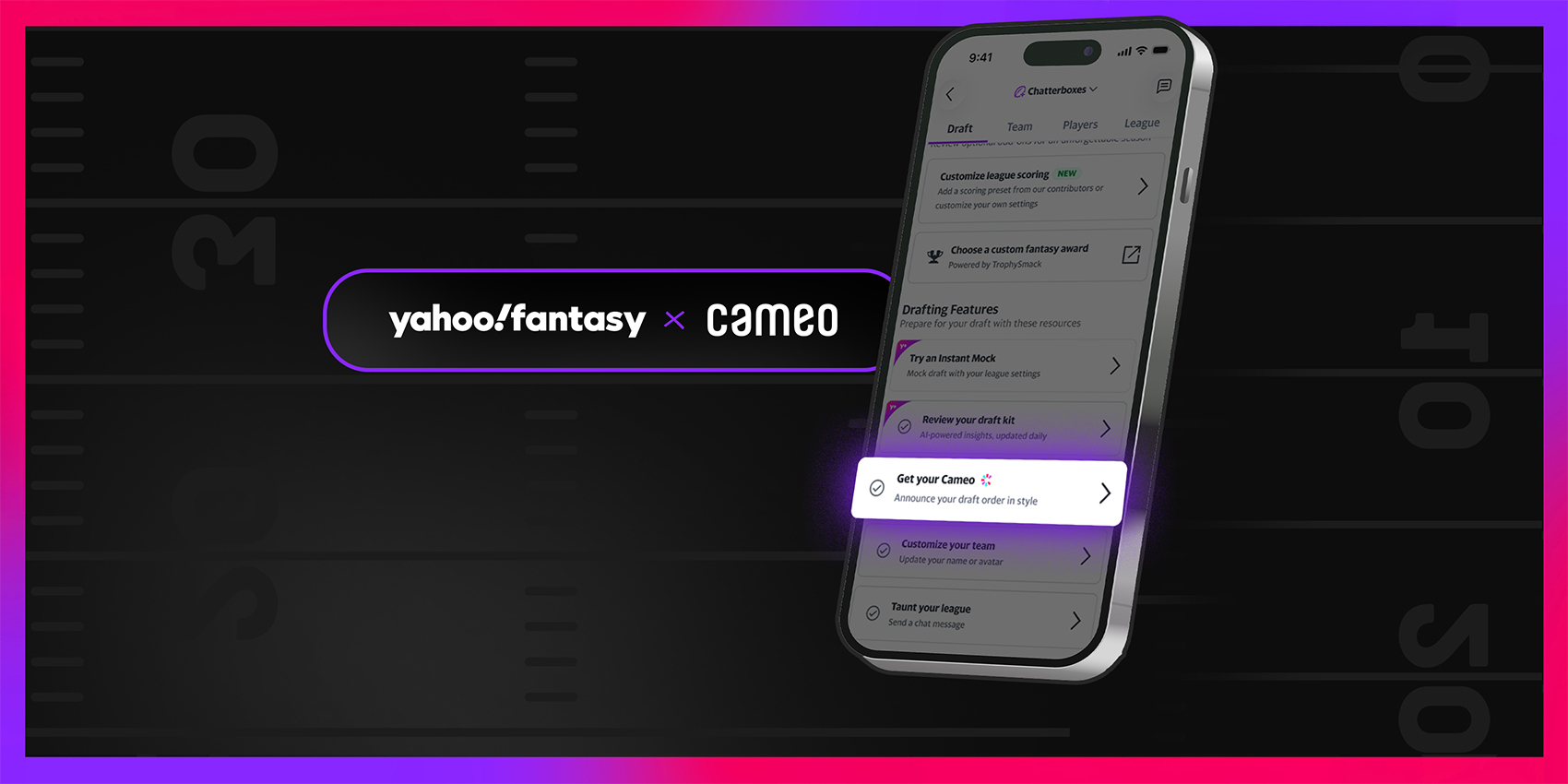 Yahoo Sports and Cameo are teaming up to bring celebrity power to Yahoo Fantasy.