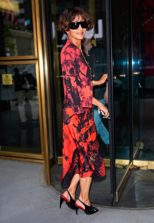Alexander McQueen ローズ フレア シャツ ワンピース レッド Halle Berry's red Alexander McQueen look is getting people talking