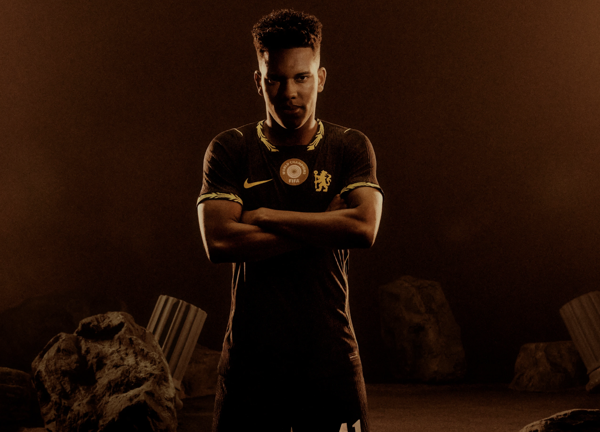 Chelsea's away kits will allow them to "Unleash the Lion," the club says. The black shirt will feature gold detailing, a choice not seen on the Blues' kits since 2021/22.