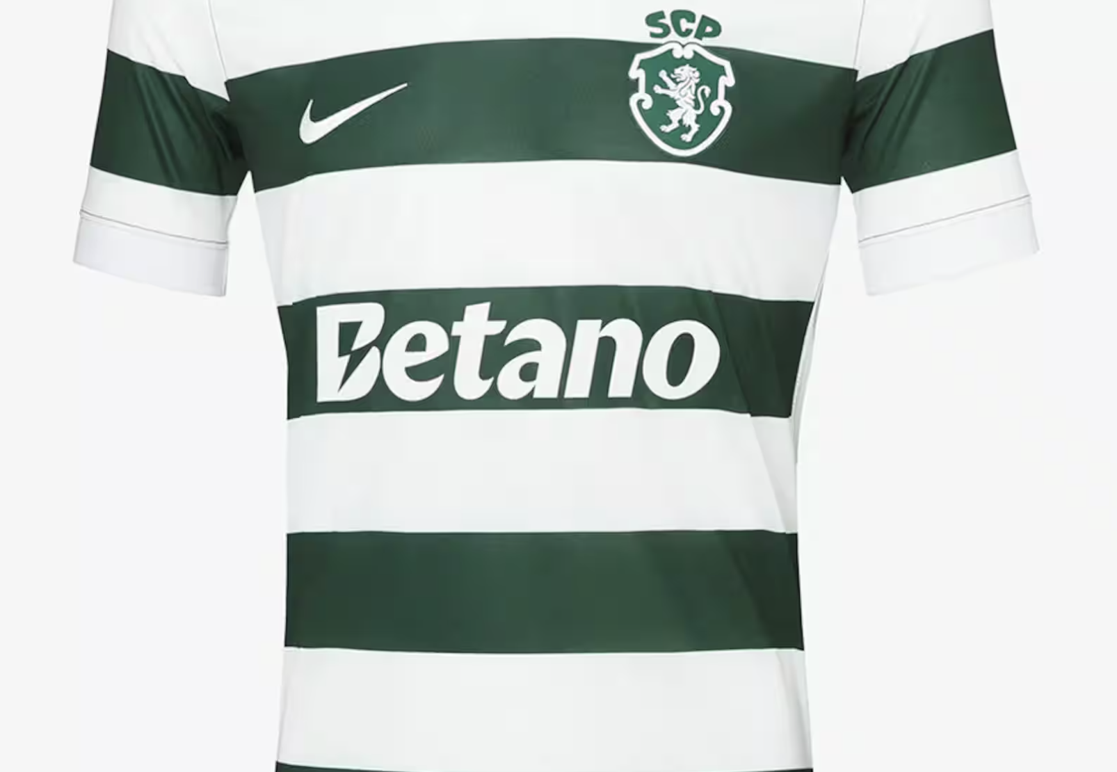 Sporting CP are sticking with their classic green and white hoops for their 2026/27 home kit. There are specific details in the shirt that mark the team's 120th anniversary, including a gold 1960-2026 tag on the hem and the number 120 under the collar.