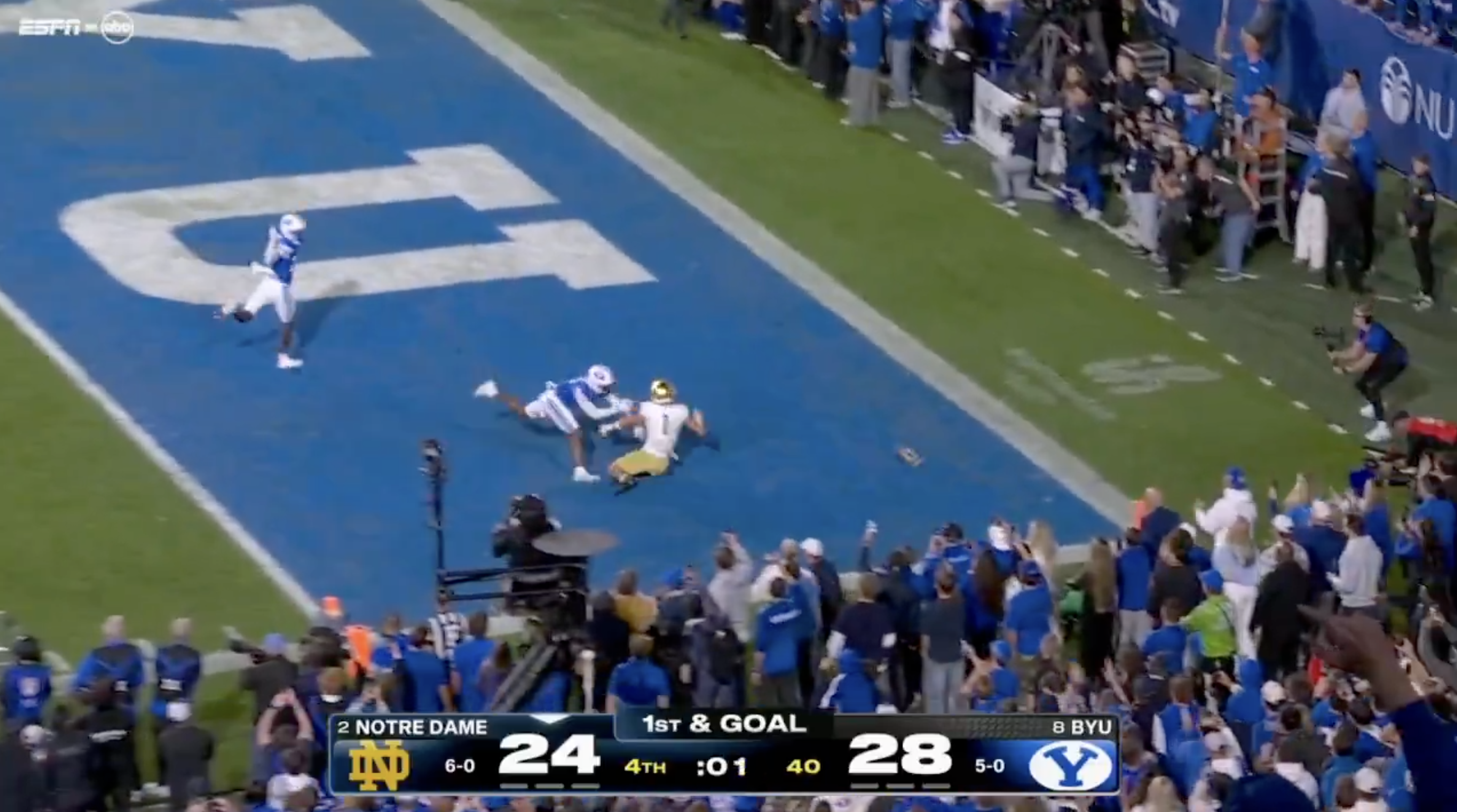 Big 12 says a second should have been added back to clock after No. 2 Notre Dame's final play in upset loss to No. 8 BYU