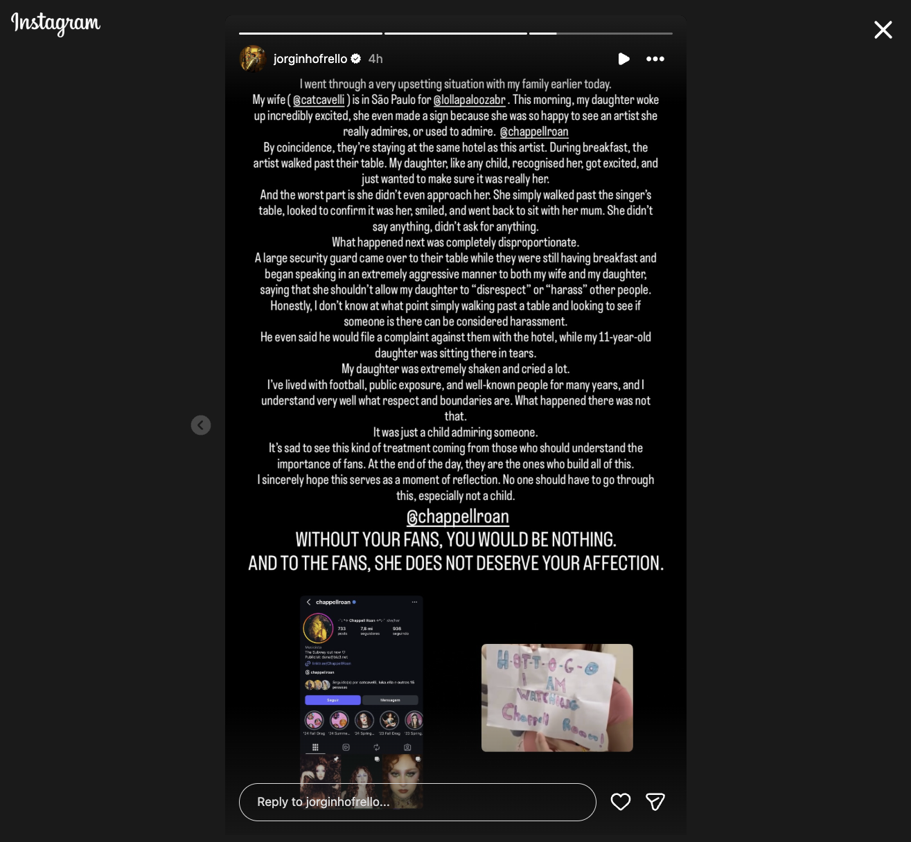 Screengrab of Jorginho's Instagram story.
