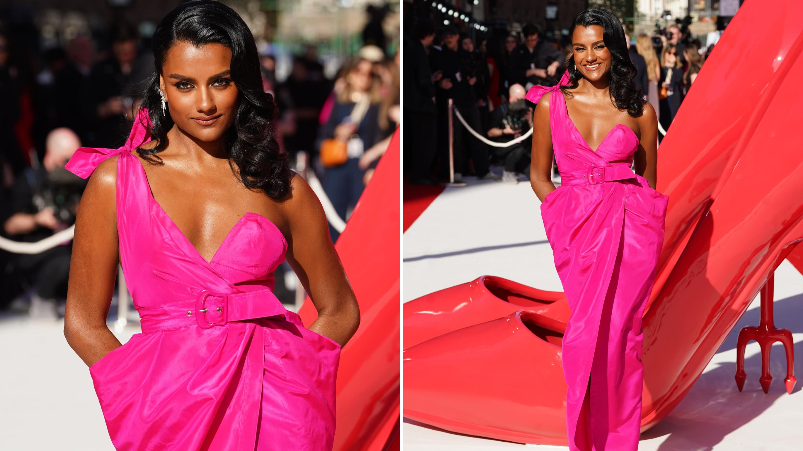 simone ashley pink dress We're obsessed with Simone Ashley's on trend pink lingerie dress