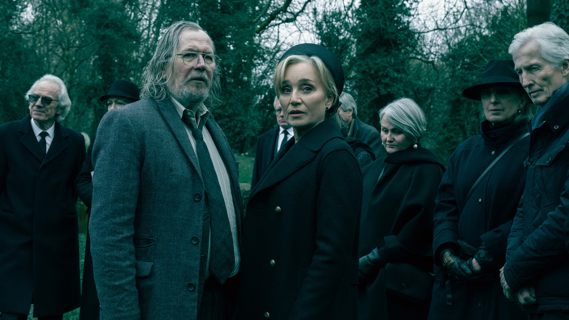 Sir Gary Oldman and Kristin Scott Thomas in "Slow Horses," premiering September 16, 2026 on Apple TV.