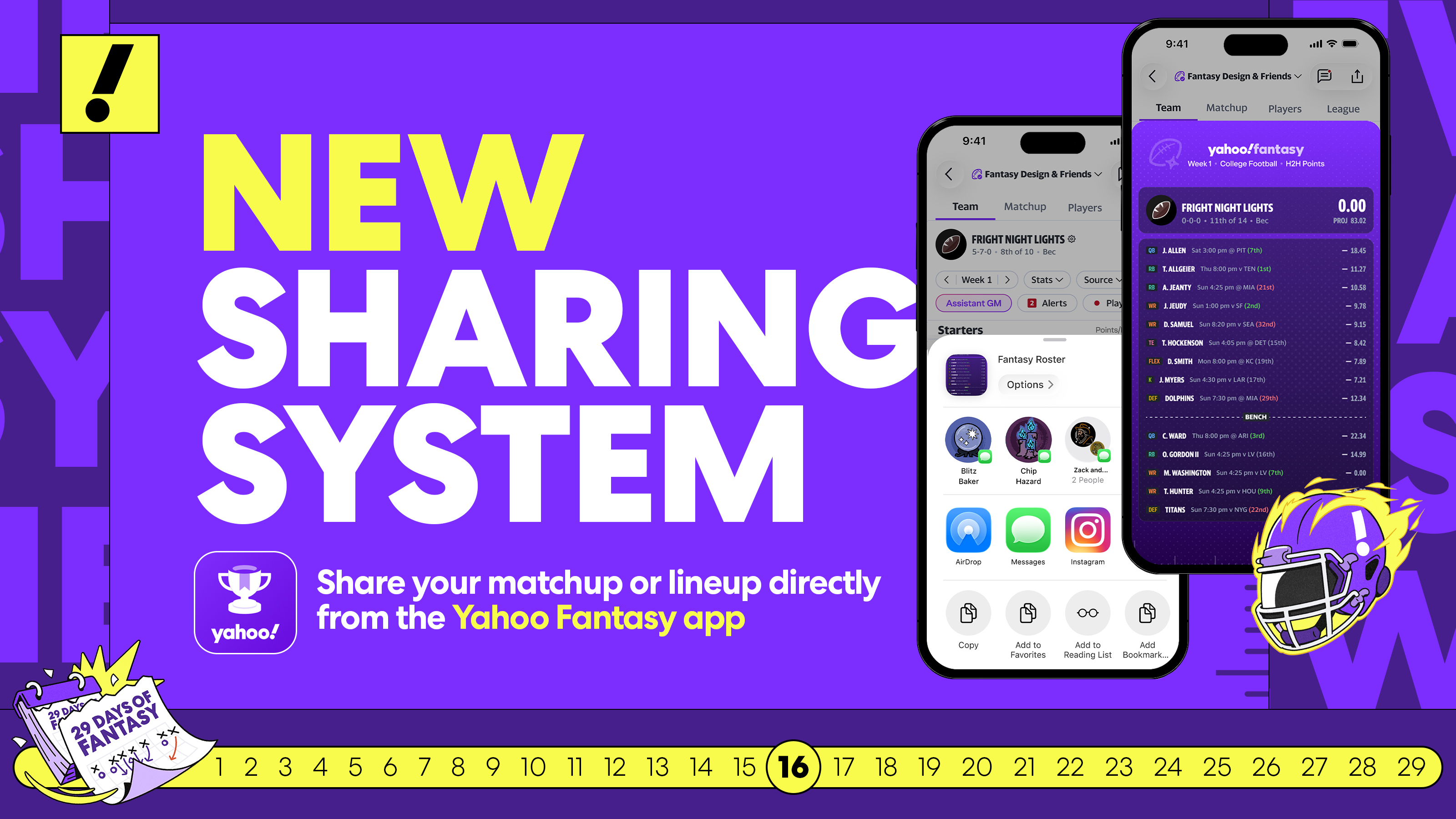 Share your matchup — or your whole lineup — in a single image