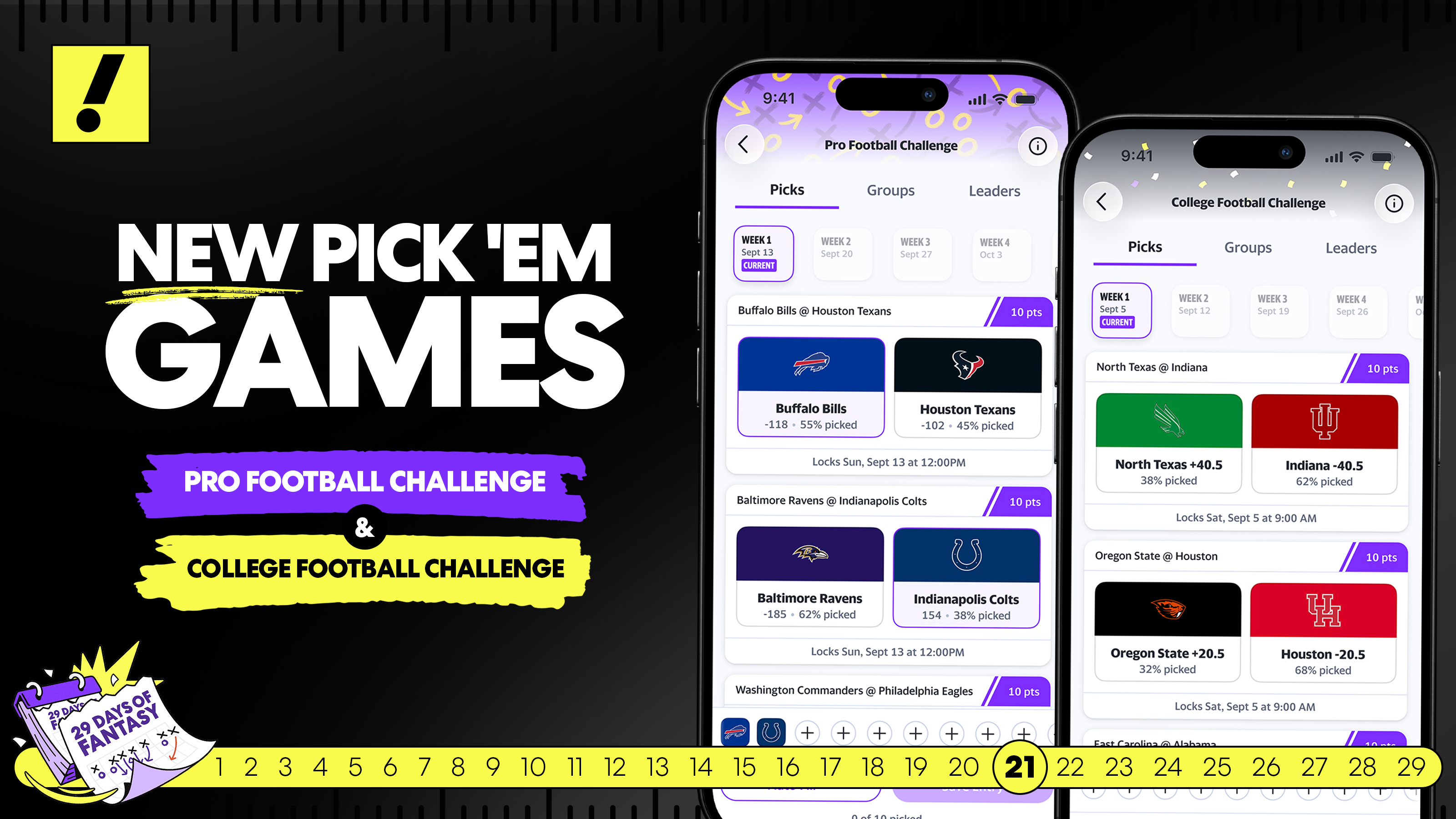 New Pro and College Football Challenge Games