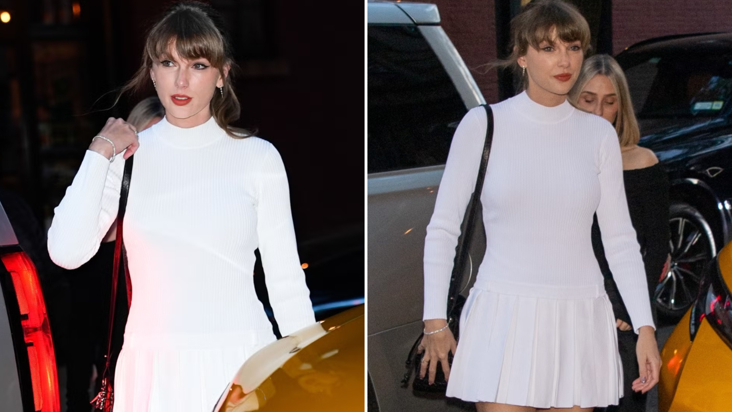 taylor swift long sleeve dress White Taylor Swift Long Sleeves Dress Hollowed out Slit Prom Red Carpe Hoprom