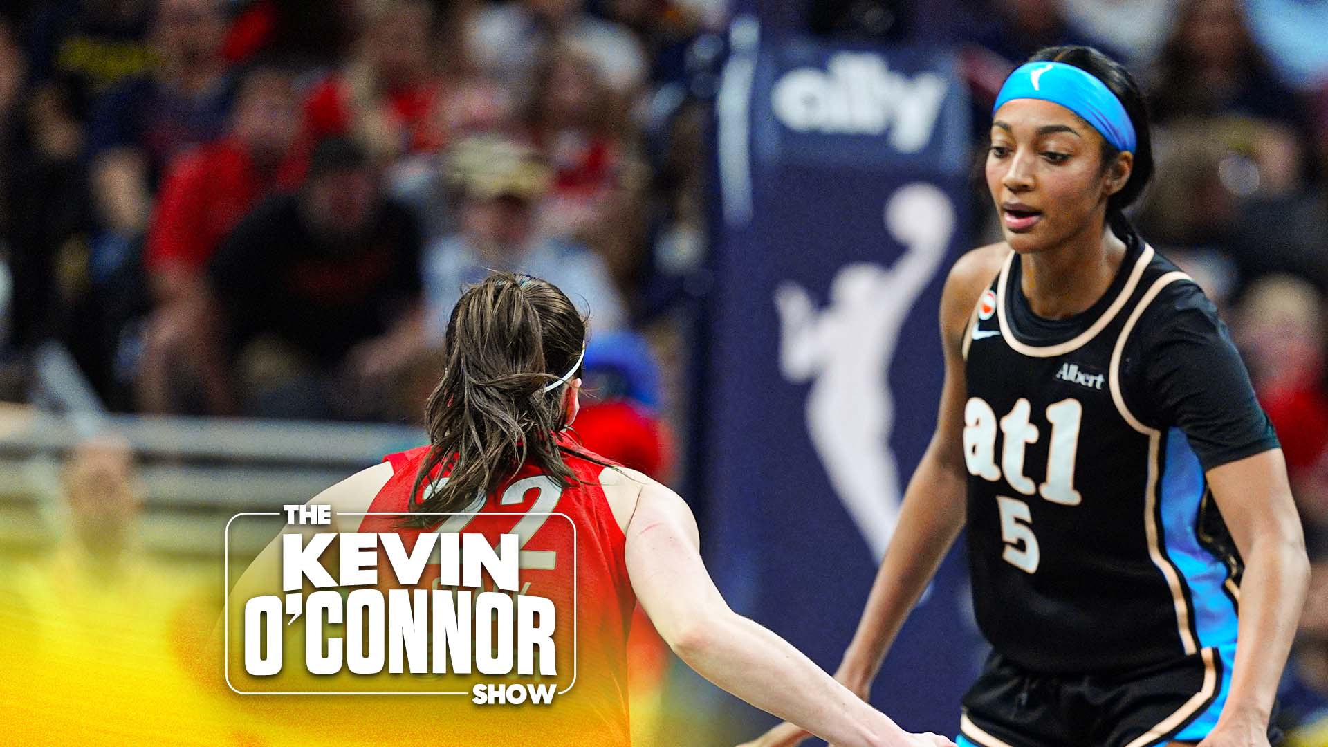 JUNE 04: Indiana Fever guard Caitlin Clark (22) is guarded by Atlanta Dream center Angel Reese (5) on June 4, 2026, at Gainbridge Fieldhouse in Indianapolis, Indiana