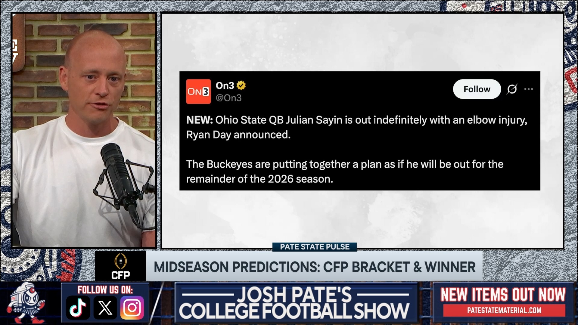 Josh Pate: Ohio State will miss the playoff without Julian Sayin