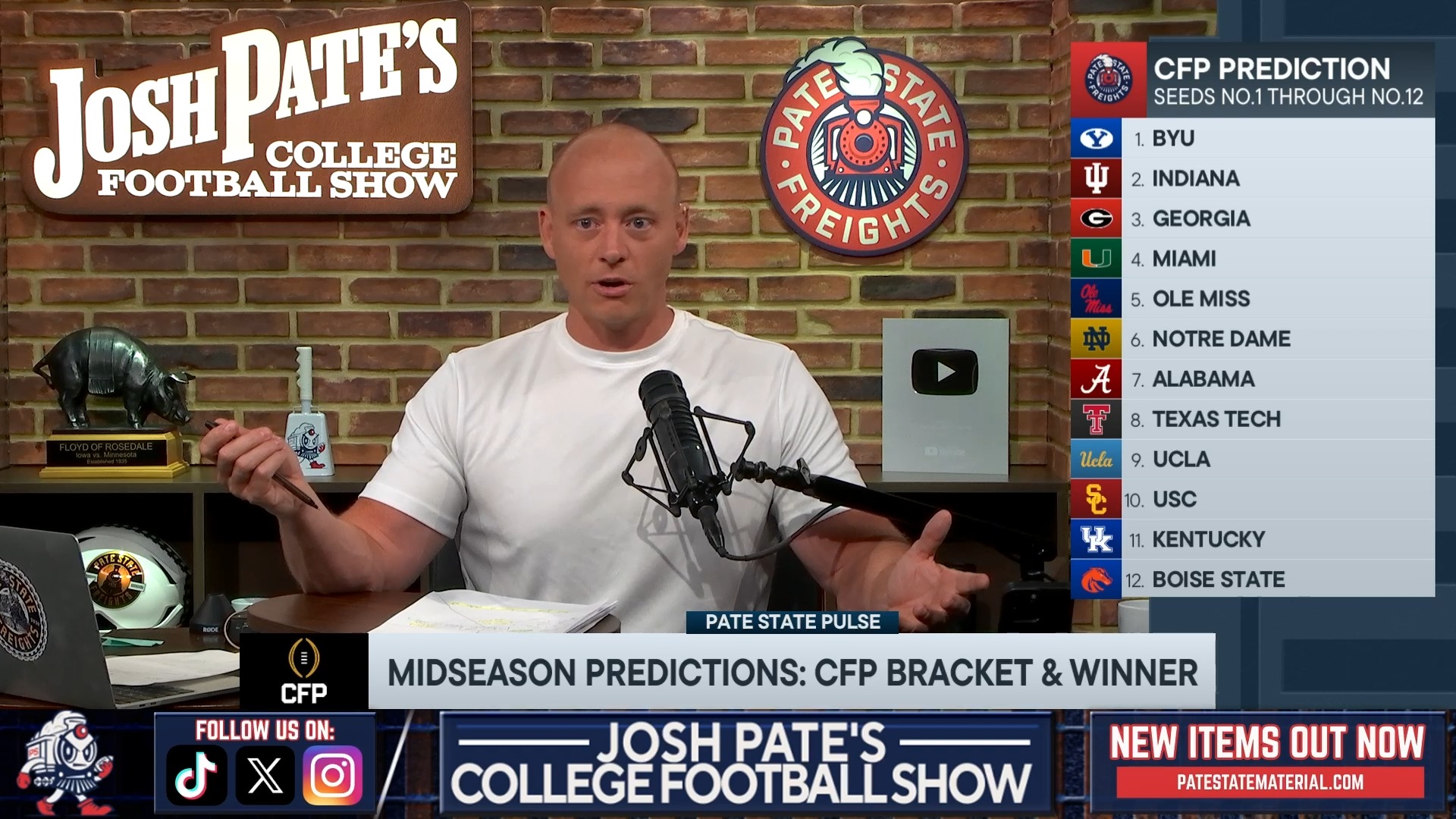 Josh Pate's updated playoff seeding: BYU at No. 1, Indiana at No. 2