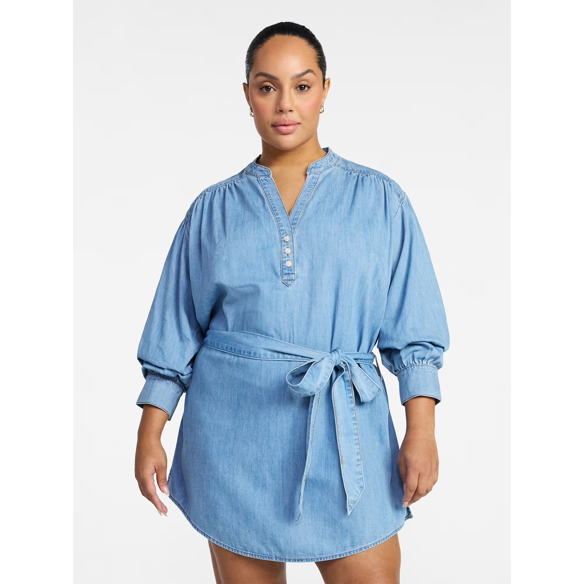 midi blue dresses for women Stitched Serenity Light Blue Embroidered Midi Dress main image 1