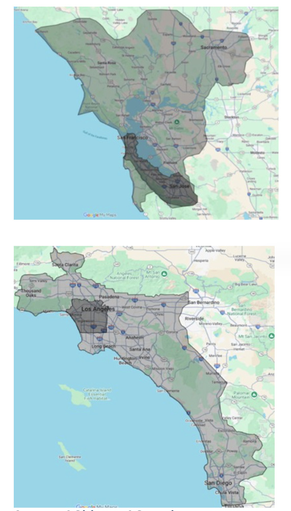 Waymo's new operation map in California.