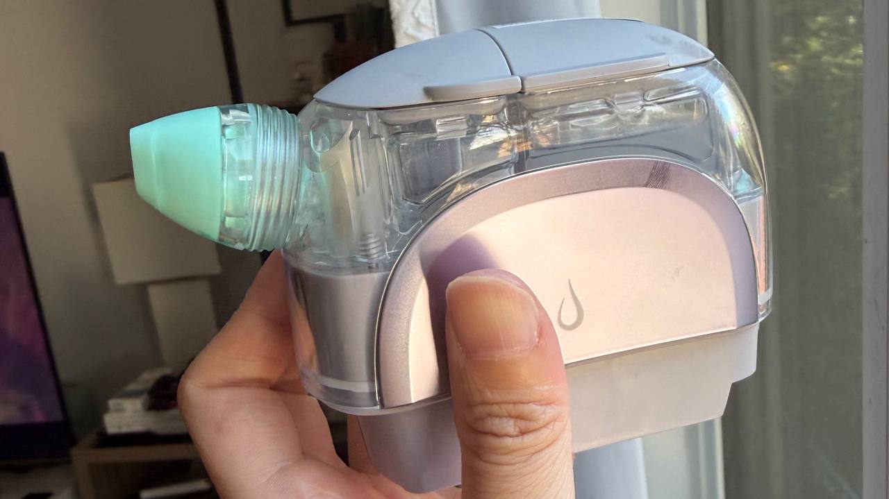 A close-up look at the Shark FacialPro Glow after one round on my face.